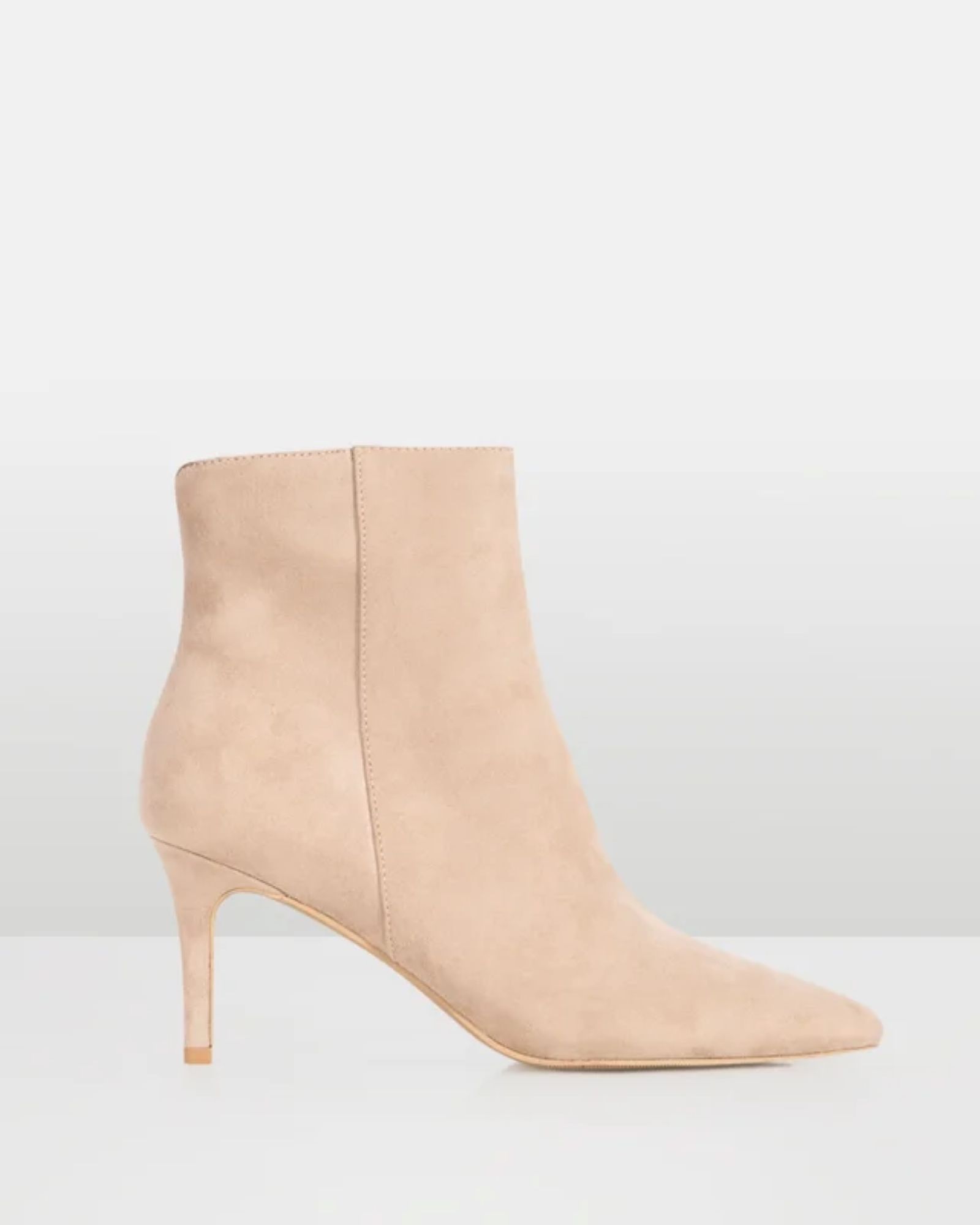 Wide Fit Felicia Taupe Point Mid Heel Ankle Boot