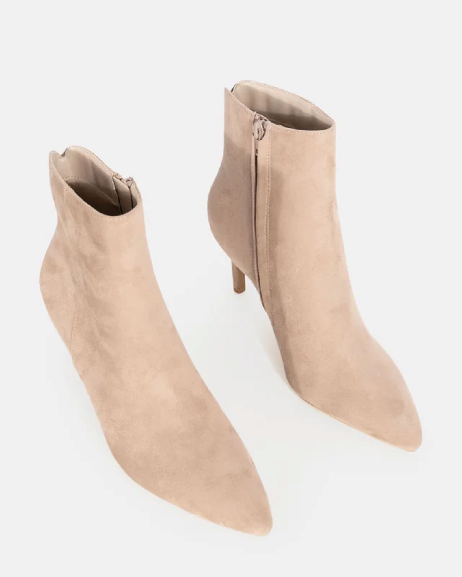 Wide Fit Felicia Taupe Point Mid Heel Ankle Boot