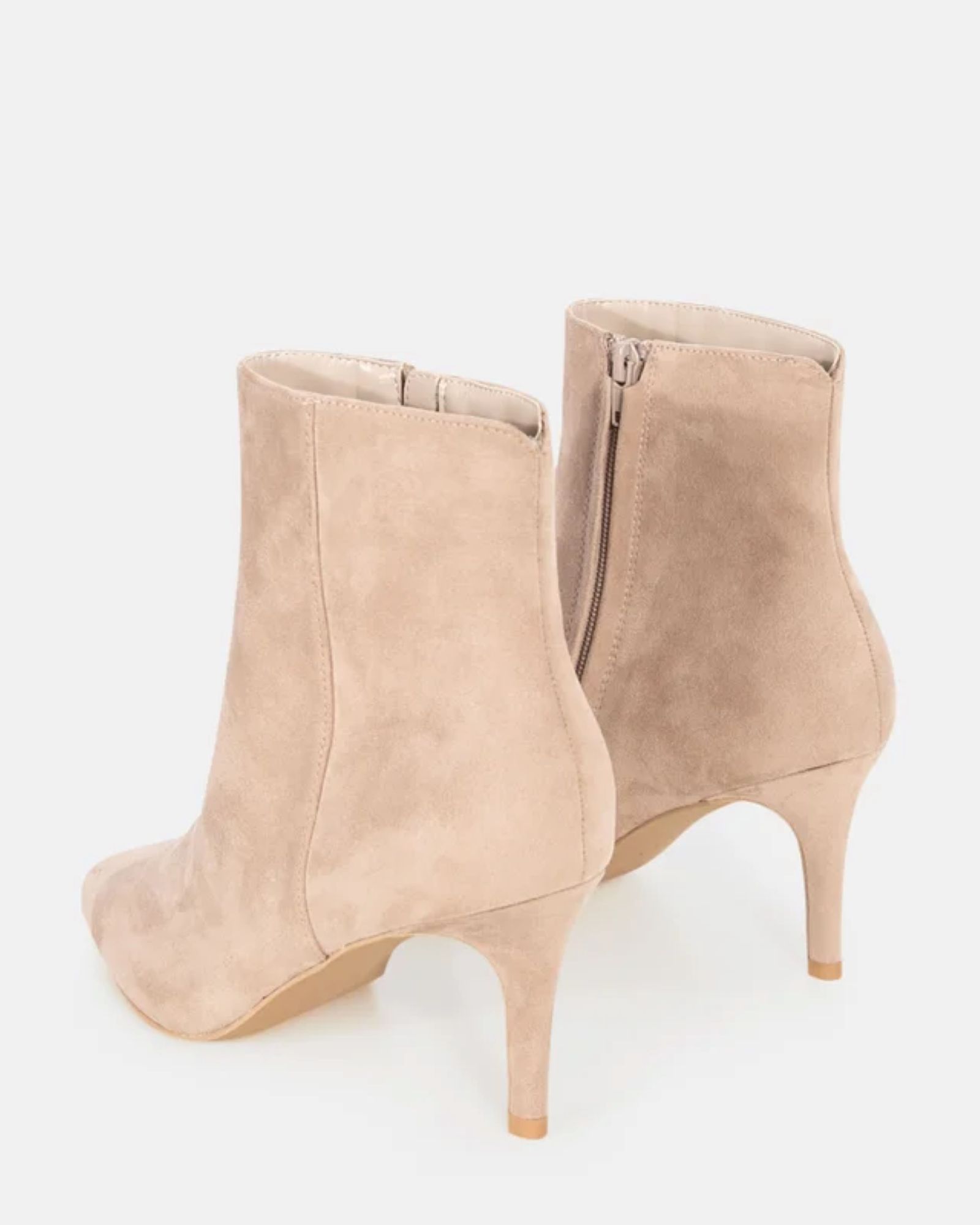 Wide Fit Felicia Taupe Point Mid Heel Ankle Boot