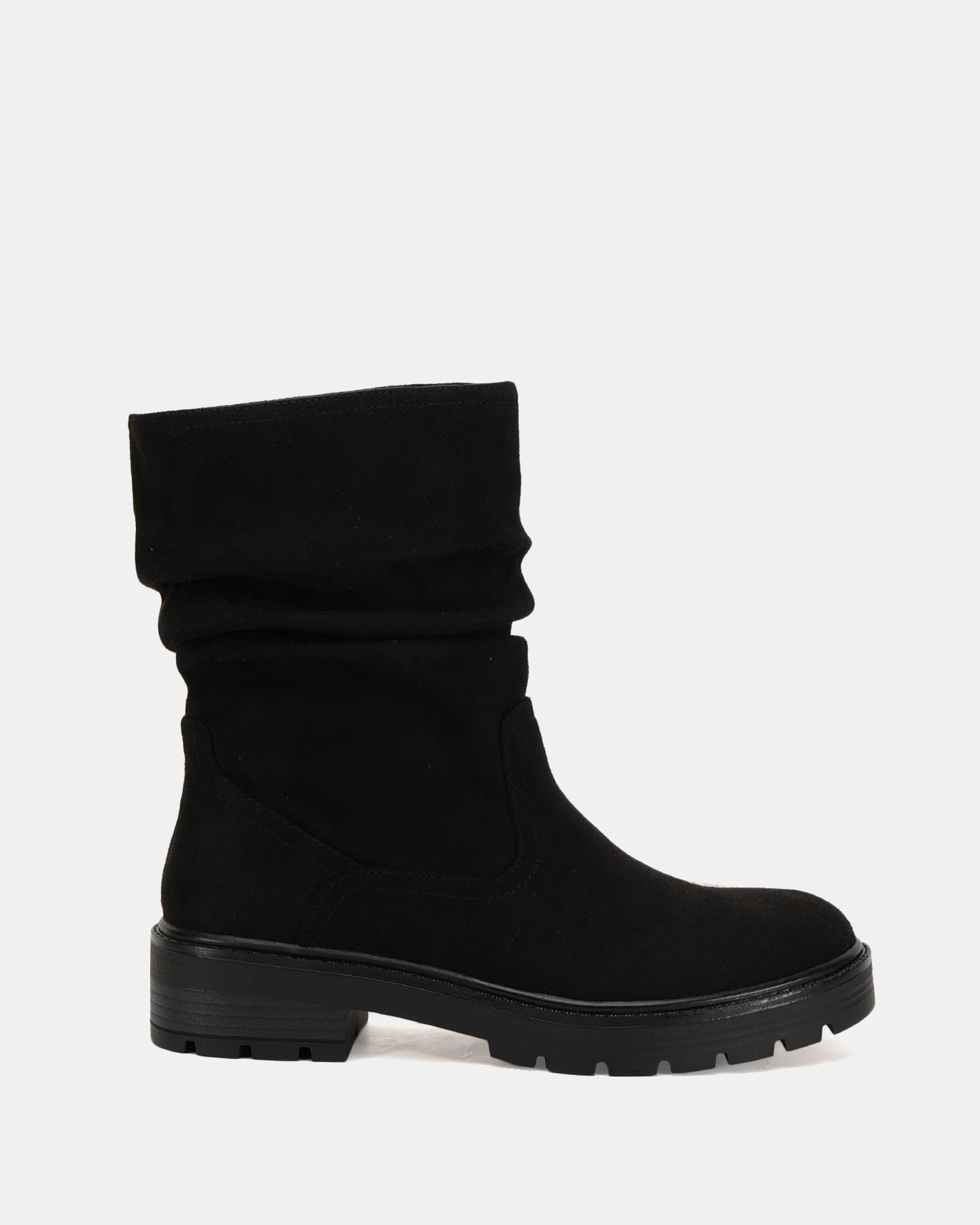 Galaxy Black chunky ruched ankle boot