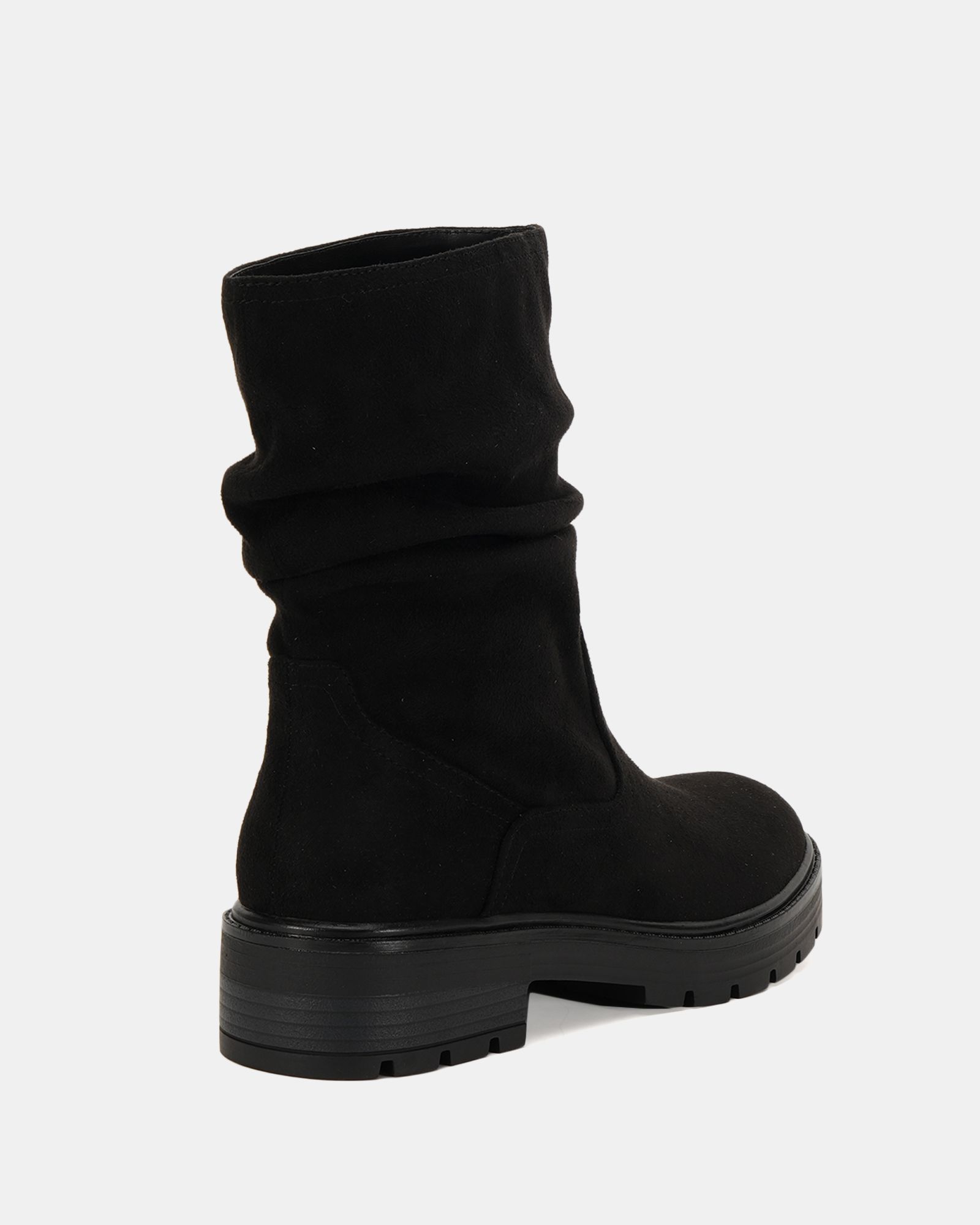 Galaxy Black chunky ruched ankle boot