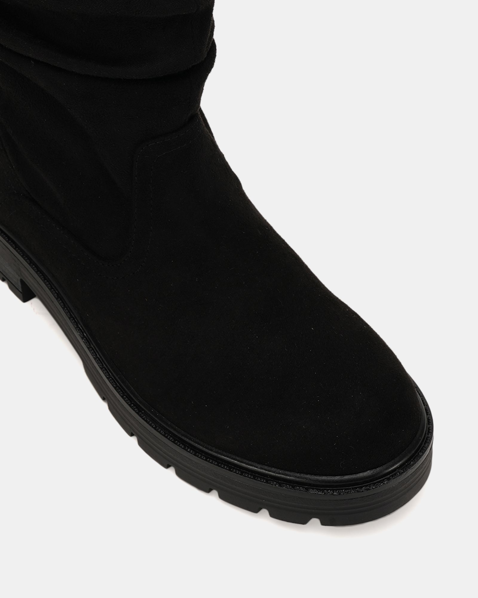 Galaxy Black chunky ruched ankle boot