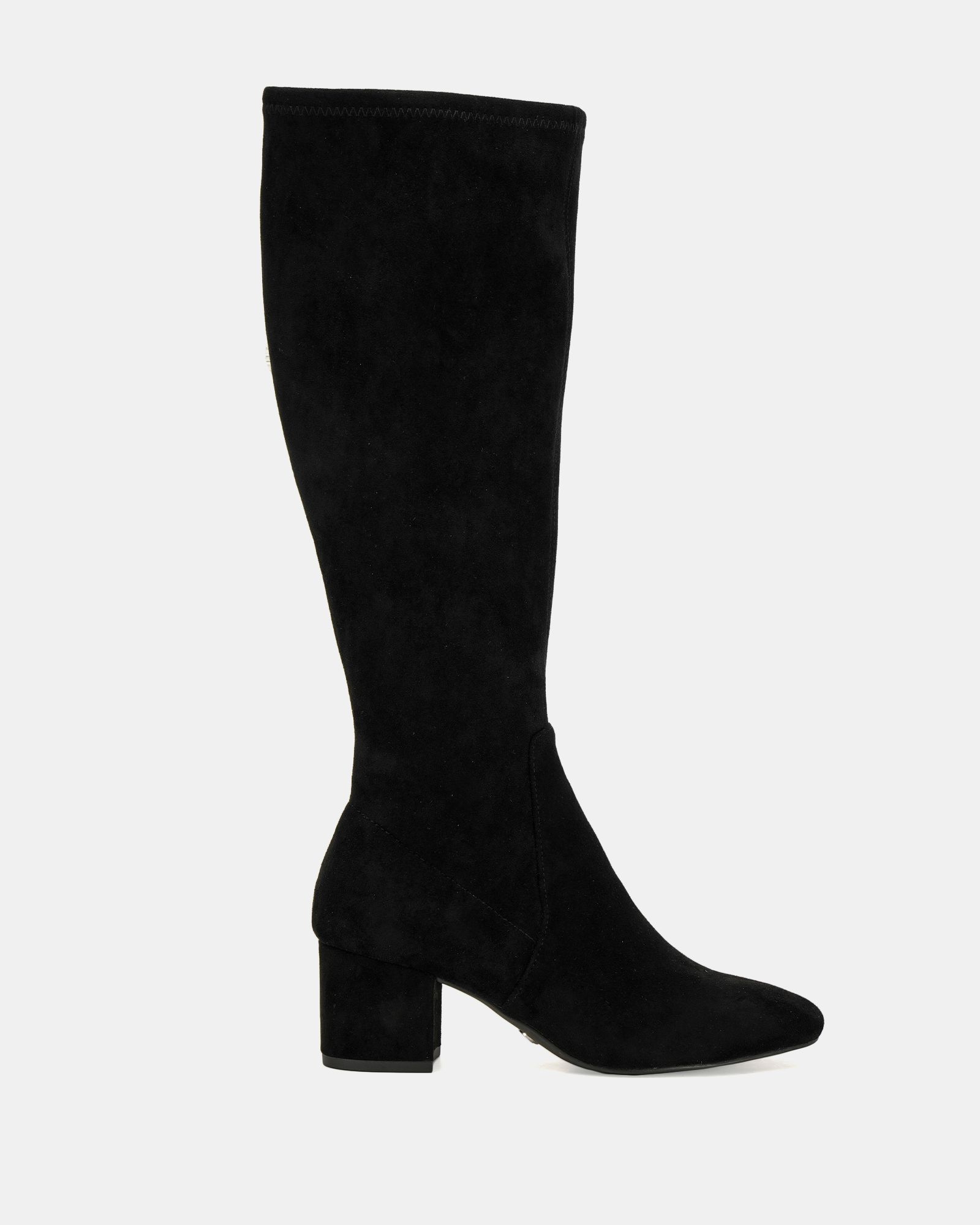 Gemma Black low block heel knee boot