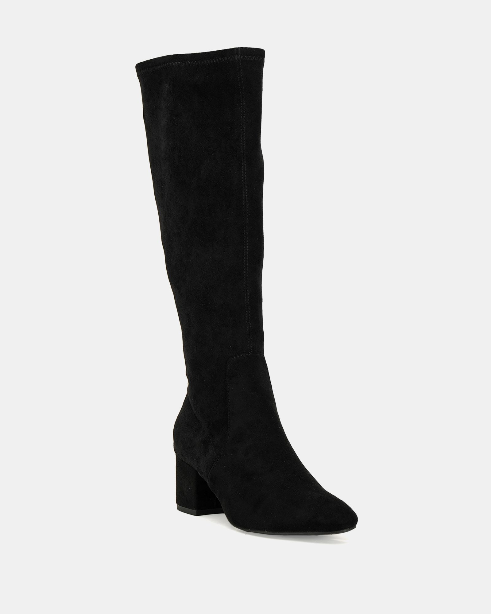 Gemma Black low block heel knee boot