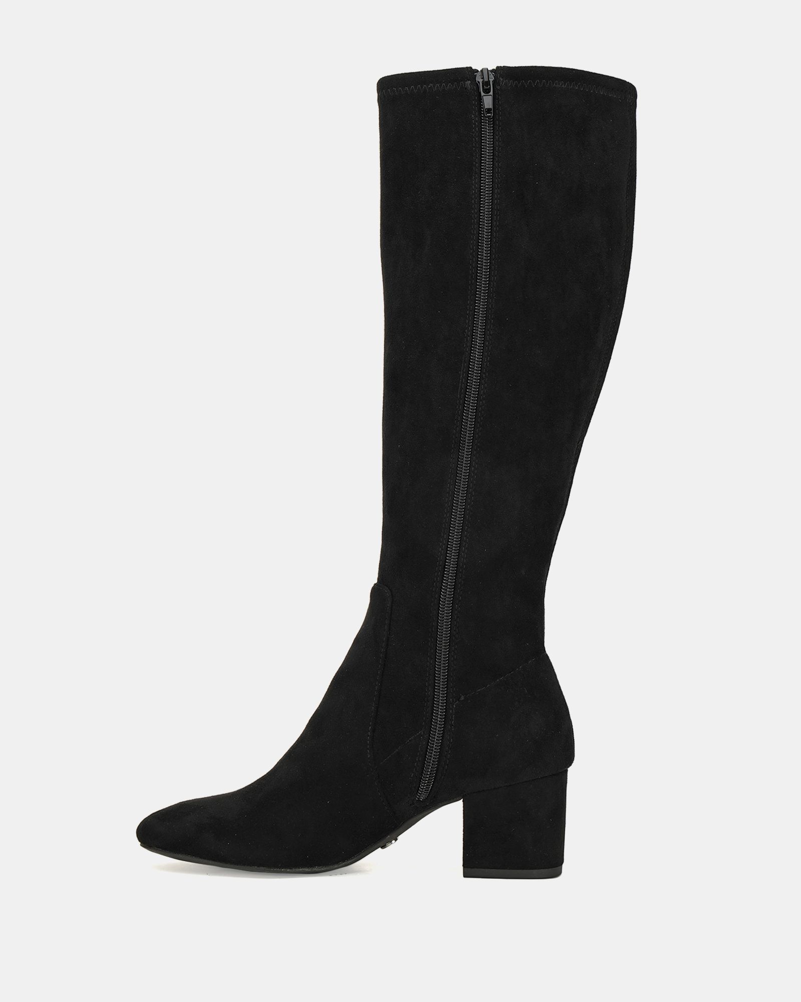 Gemma Black low block heel knee boot
