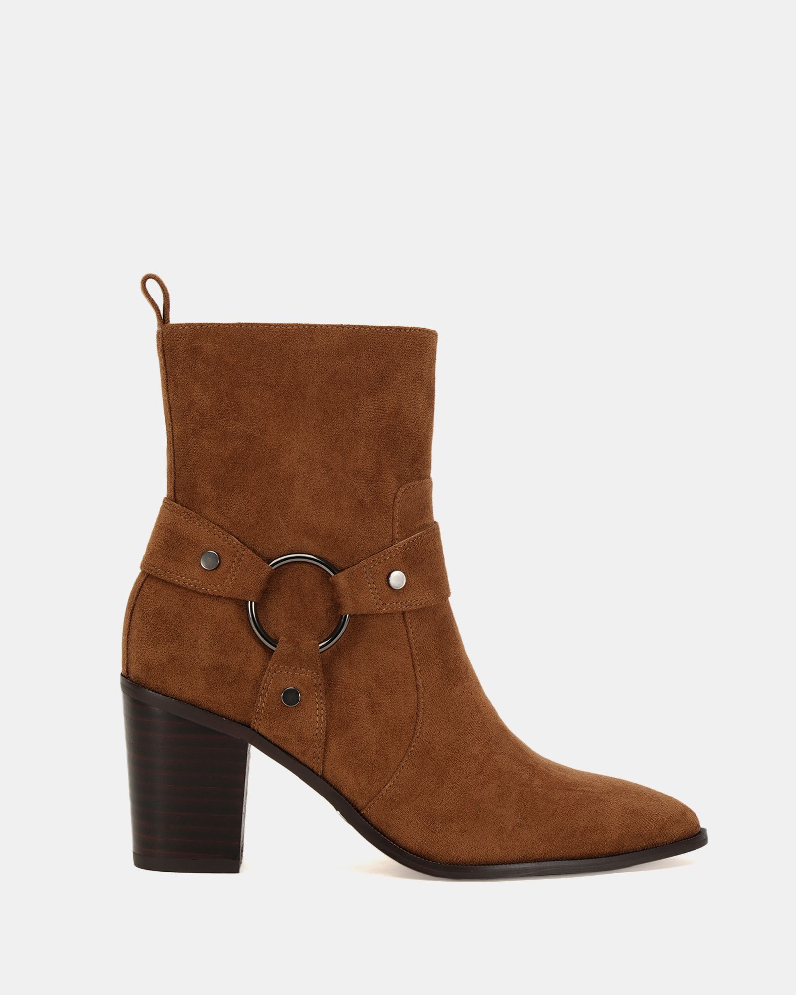 Giselle Tan Block Heel Harness Ankle Boot