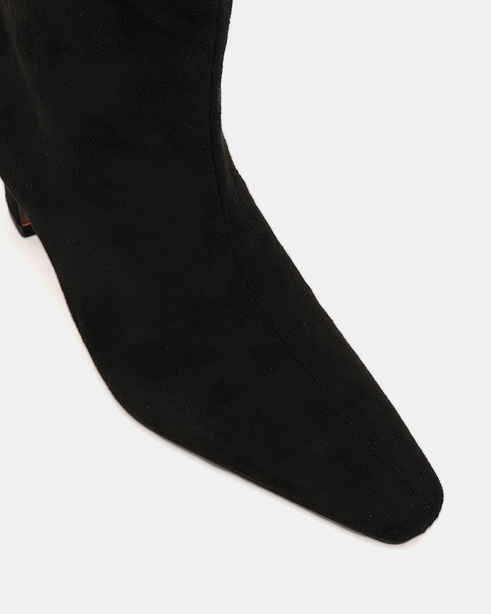 Grace Black Mid heel point ruched knee boot