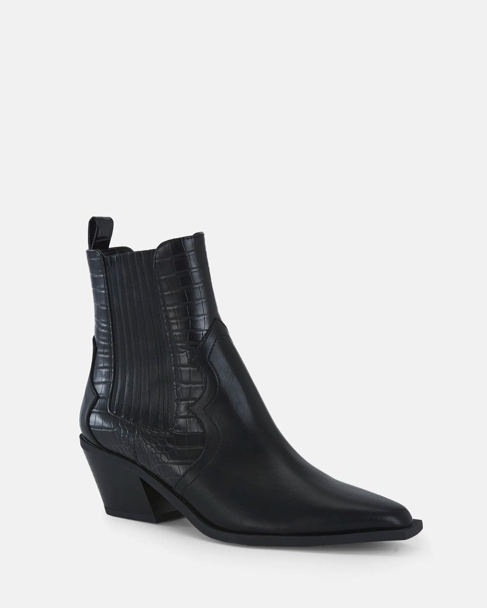 Hoggle Black Western Ankle Boot