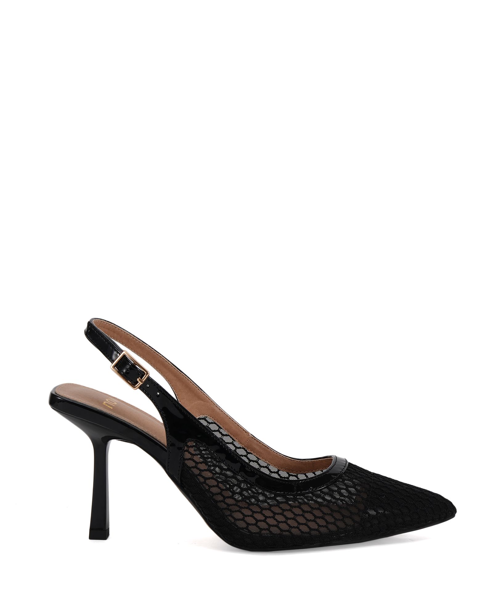 ILONA Black Mesh Point Slingback Court