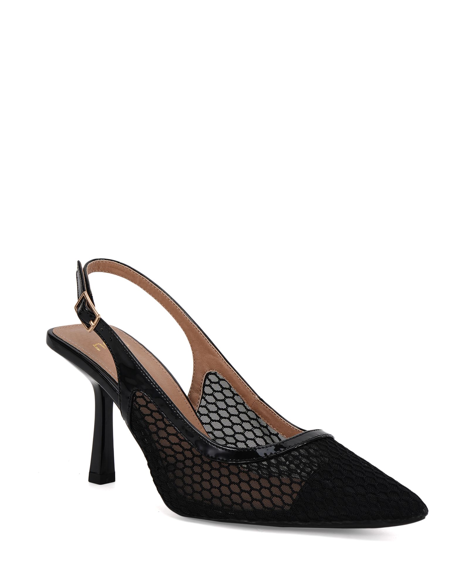 ILONA Black Mesh Point Slingback Court