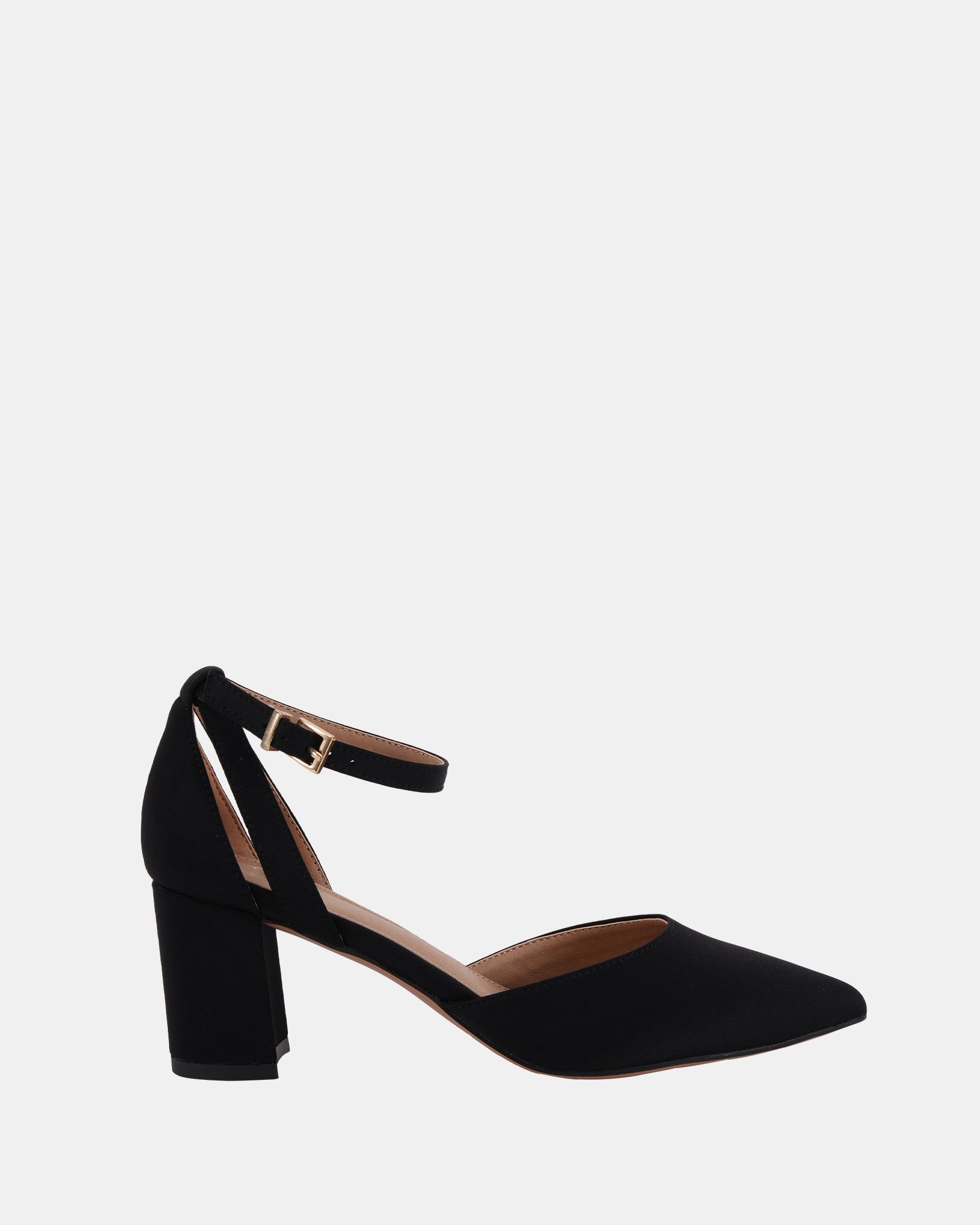IMELDA Black Two Part Ankle Strap Court