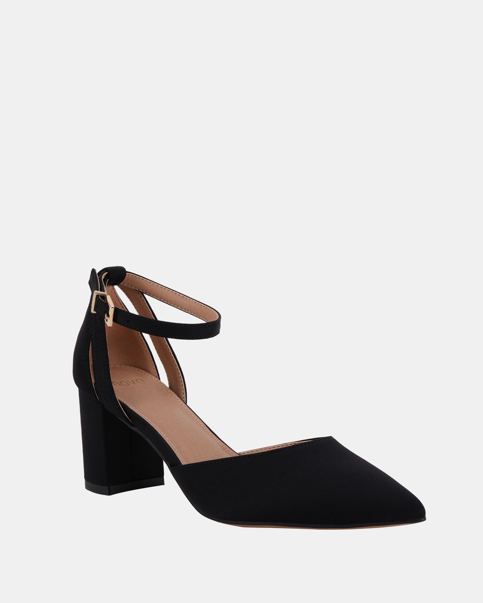 IMELDA Black Two Part Ankle Strap Court