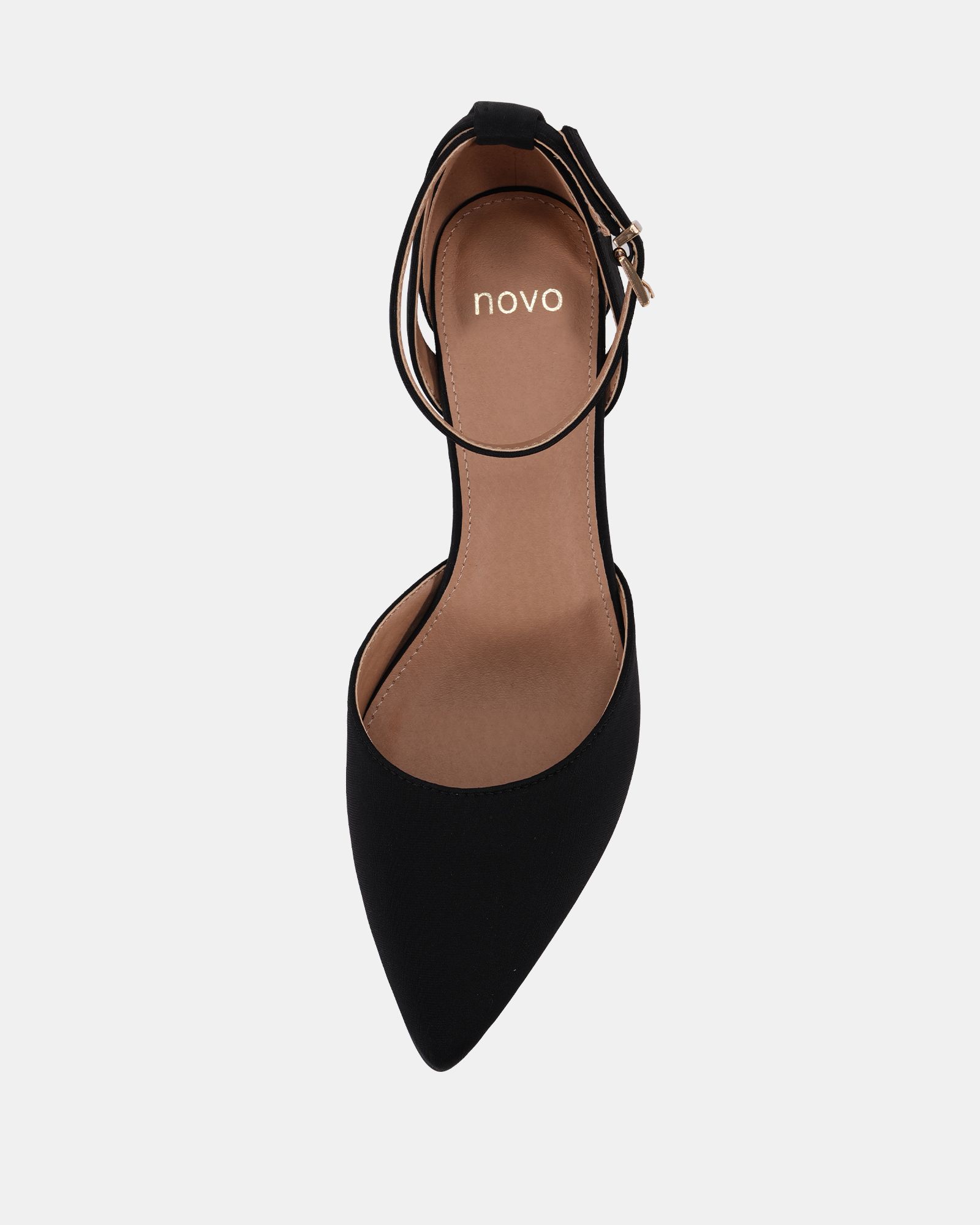 WIDE FIT IMELDA Black Two Part Ankle Strap Court