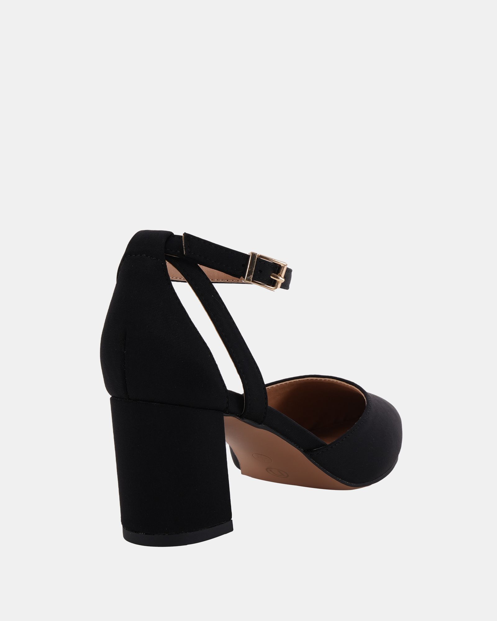 WIDE FIT IMELDA Black Two Part Ankle Strap Court