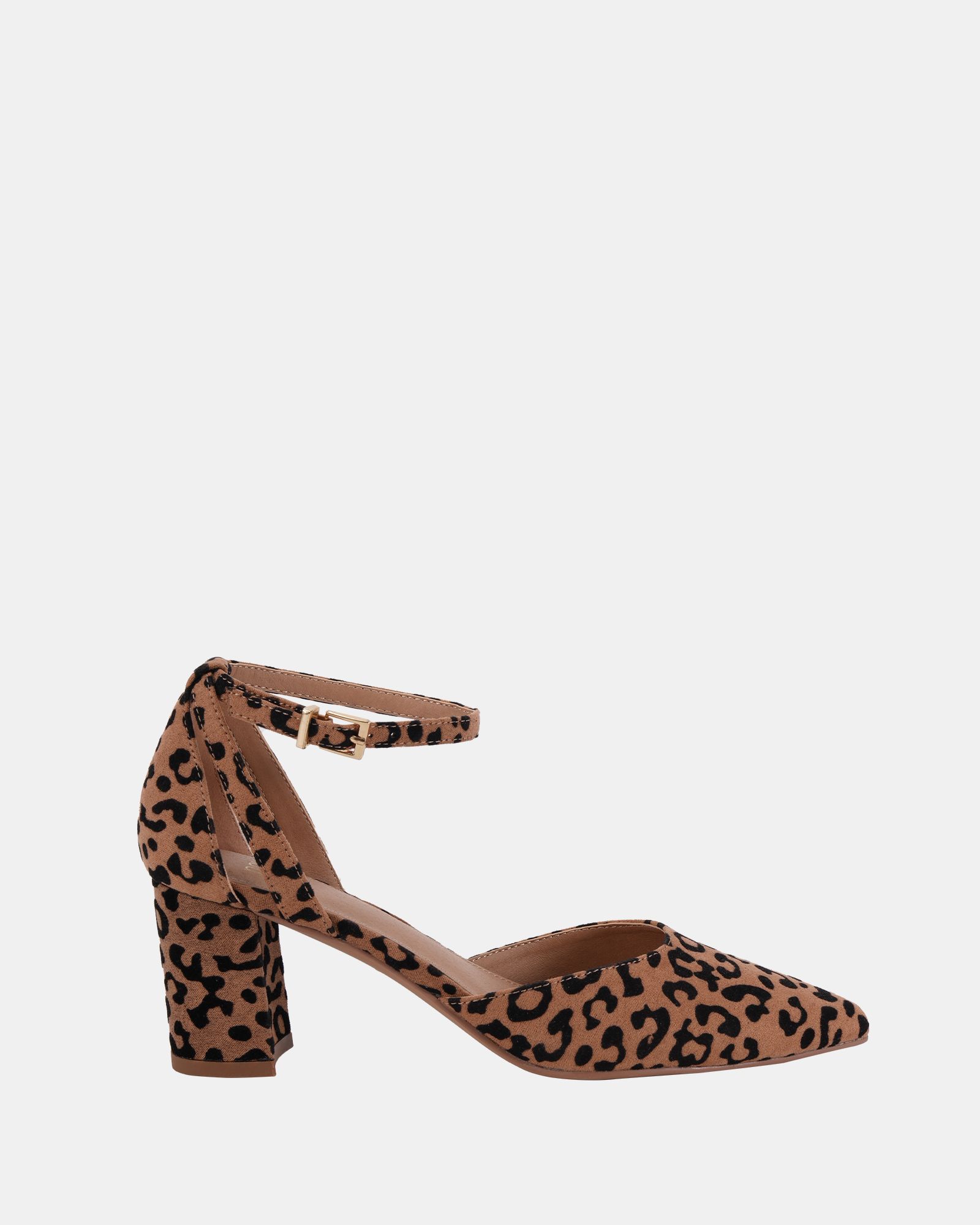 WIDE FIT IMELDA Leopard Two Part Ankle Strap Court