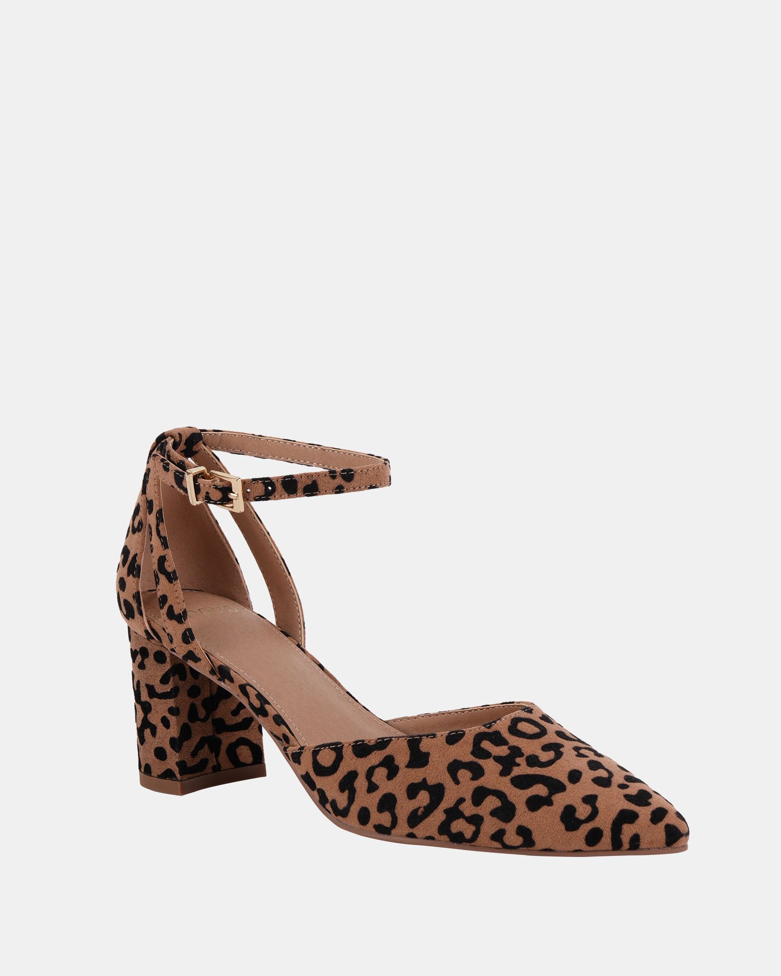 WIDE FIT IMELDA Leopard Two Part Ankle Strap Court