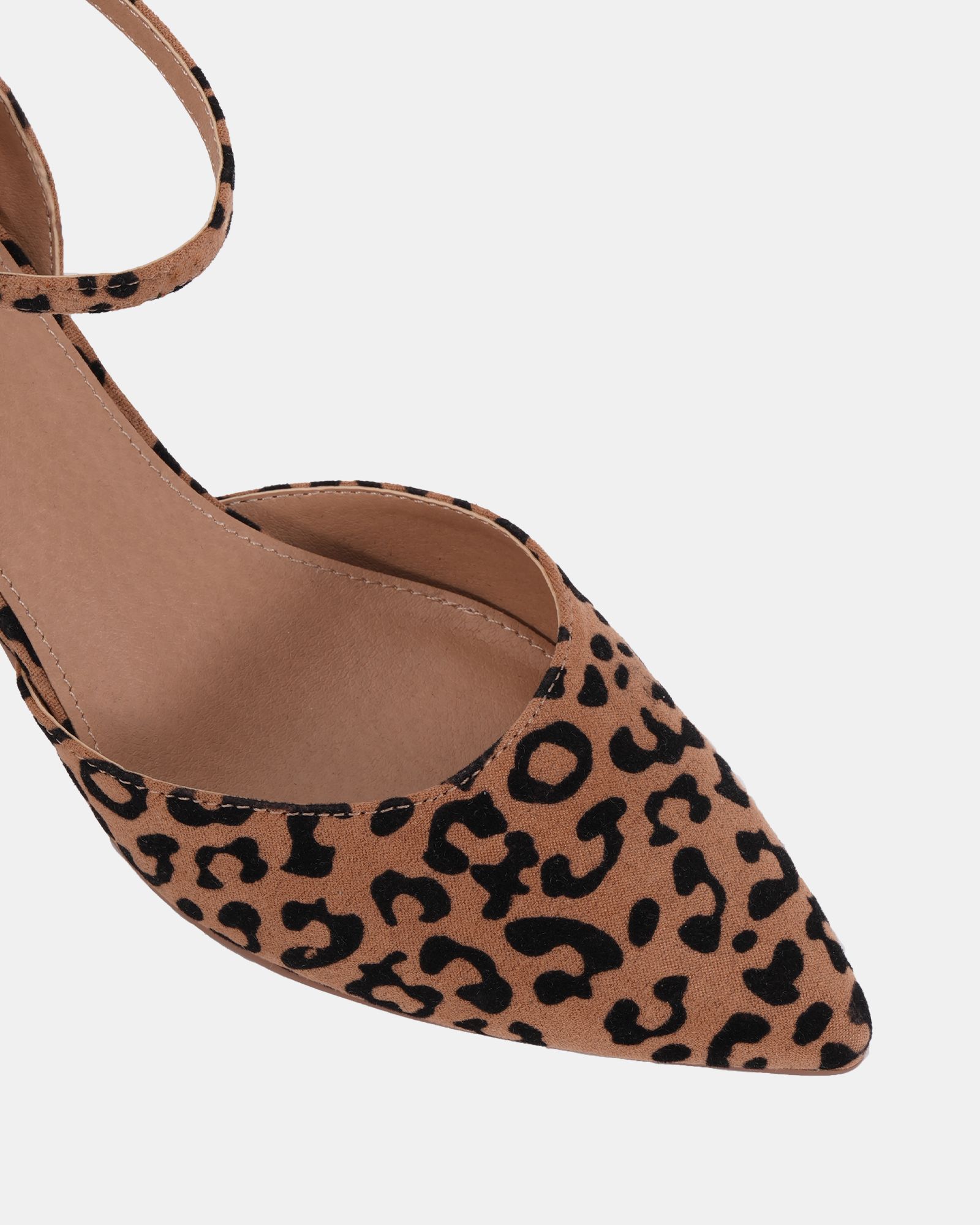 IMELDA Leopard Two Part Ankle Strap Court