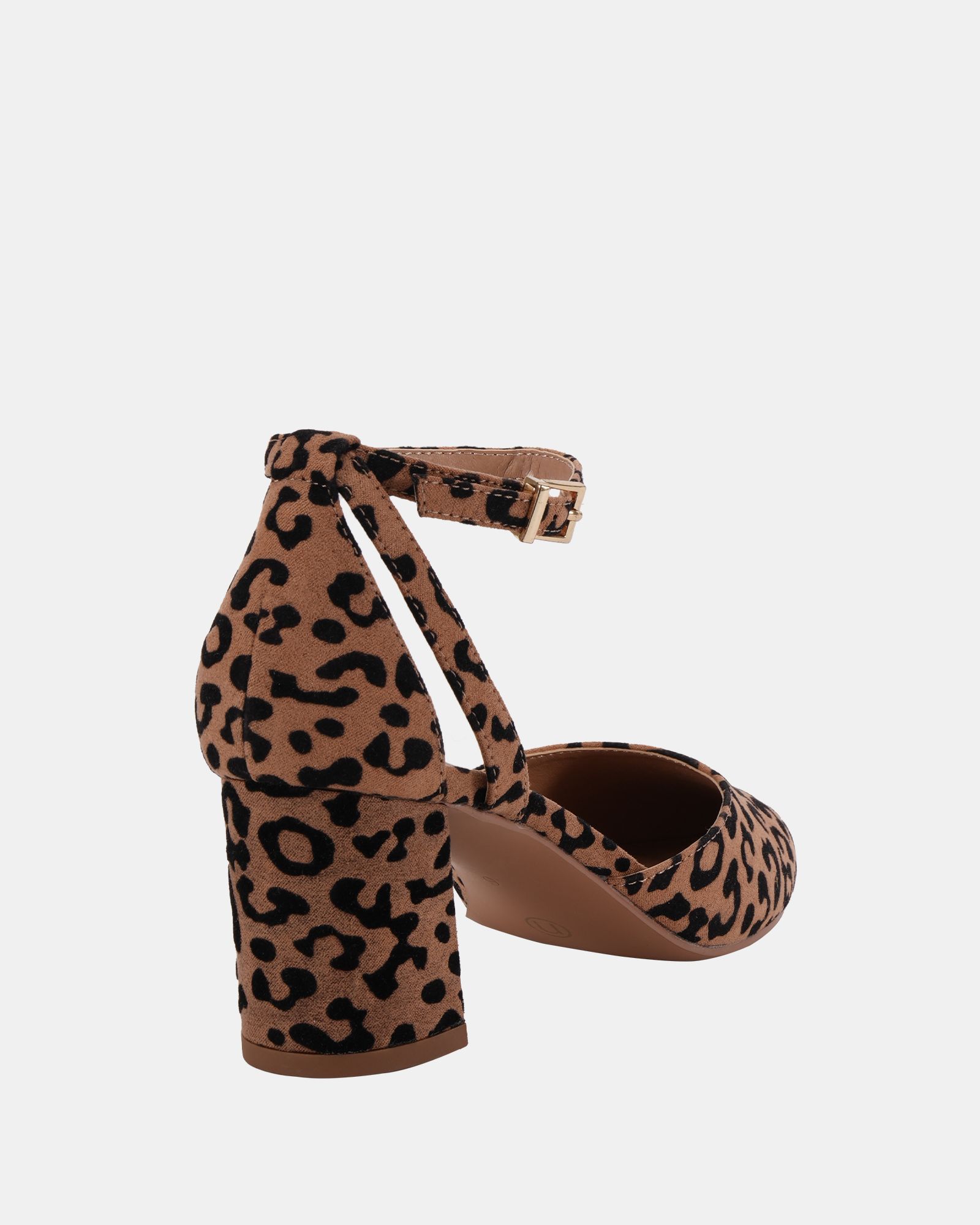 IMELDA Leopard Two Part Ankle Strap Court