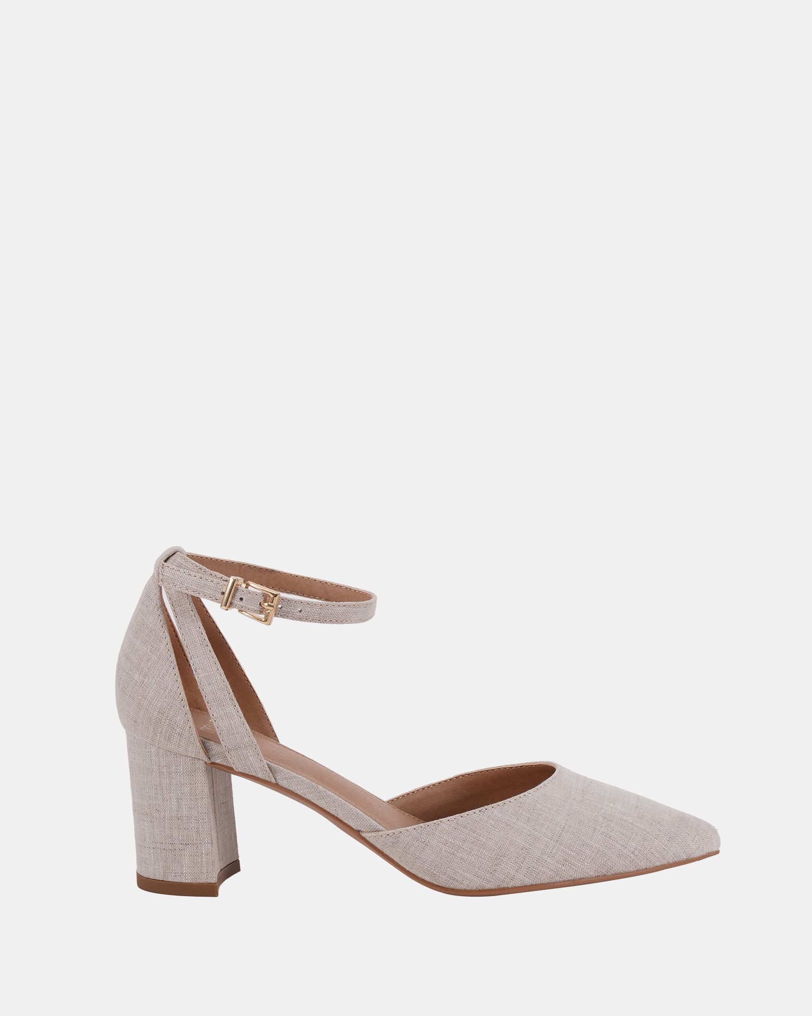 WIDE FIT IMELDA Natural Two Part Ankle Strap Court