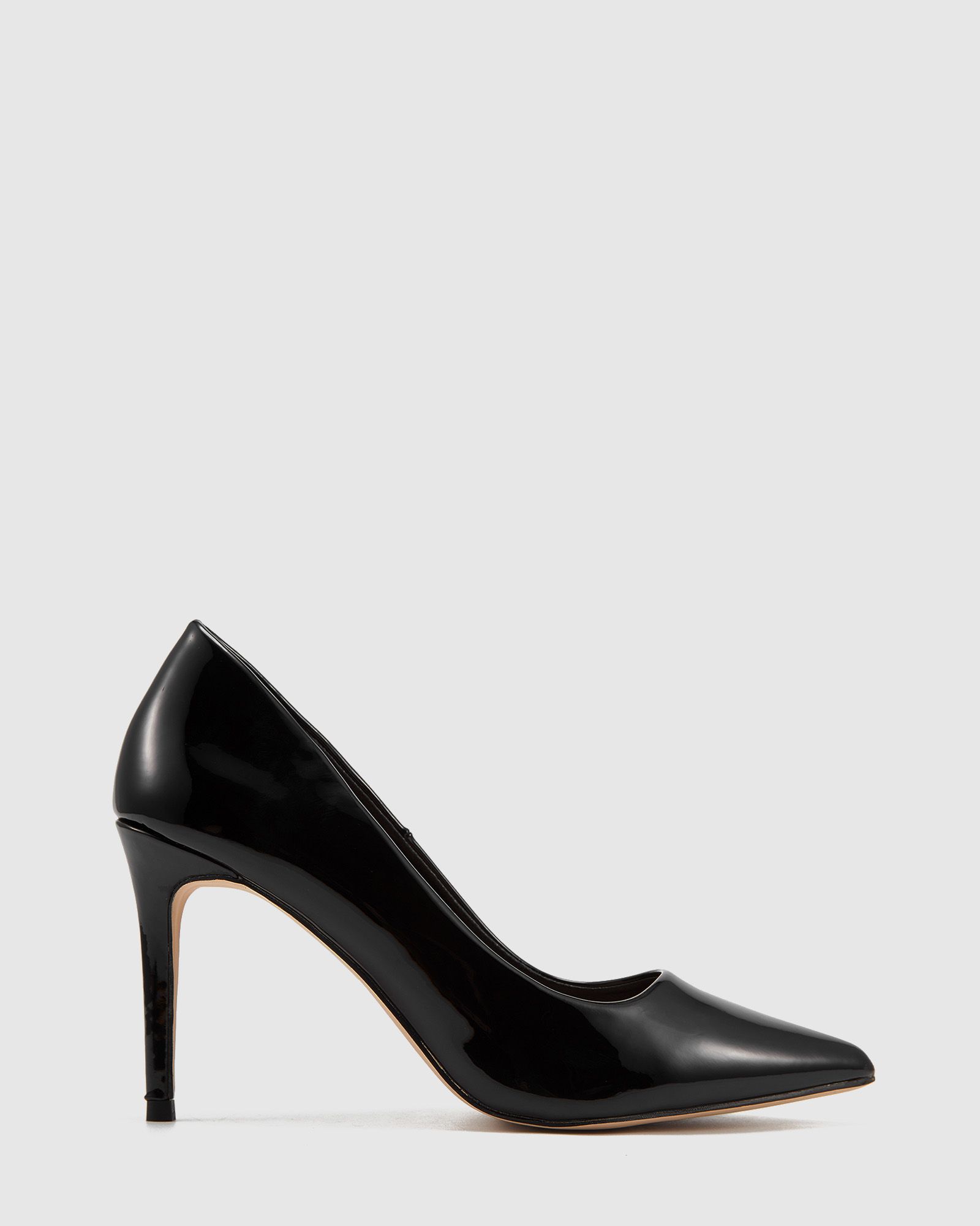 Wide Fit Impossible Black Patent Point Court Shoe