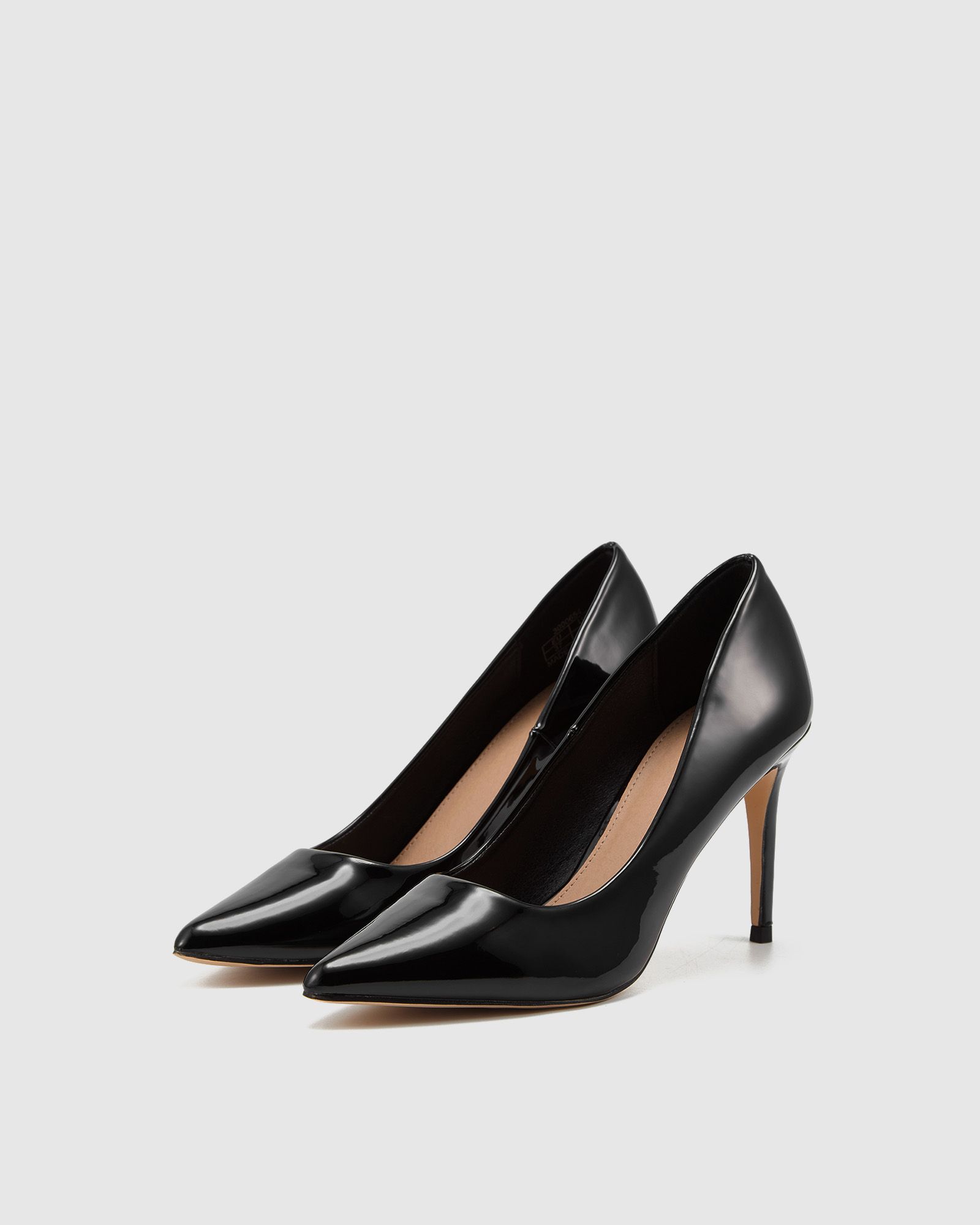 Wide Fit Impossible Black Patent Point Court Shoe