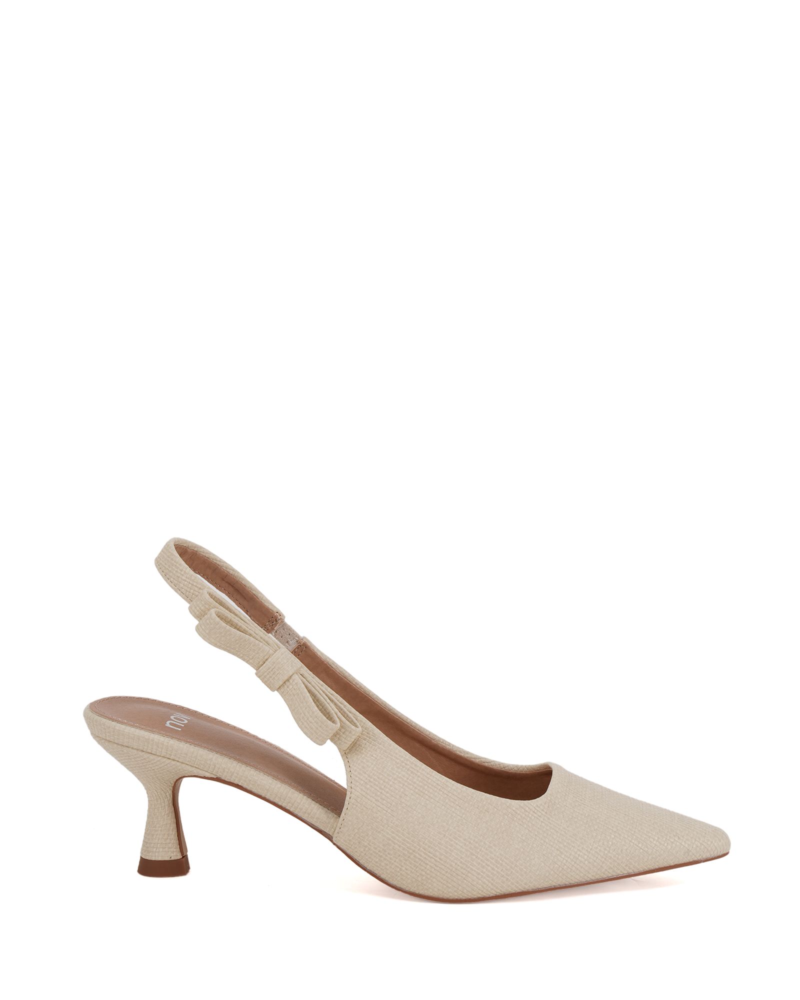 Wide Fit INDI Natural Bow Low Heel Point Slingback Court