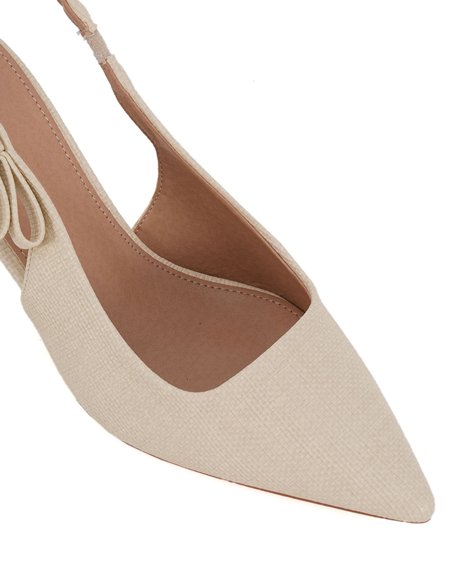 Wide Fit INDI Natural Bow Low Heel Point Slingback Court