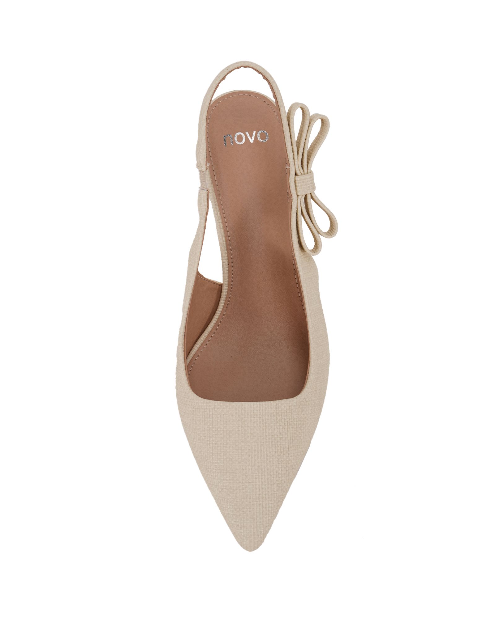 INDI Natural Bow Low Heel Point Slingback Court