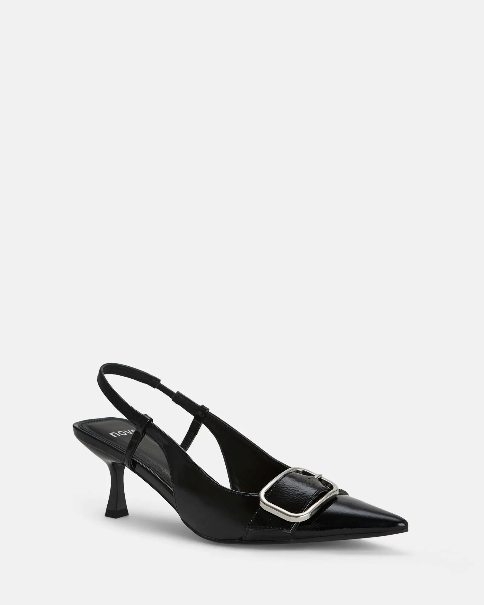 Wide Fit Isera Black Point Slingback Buckle Court