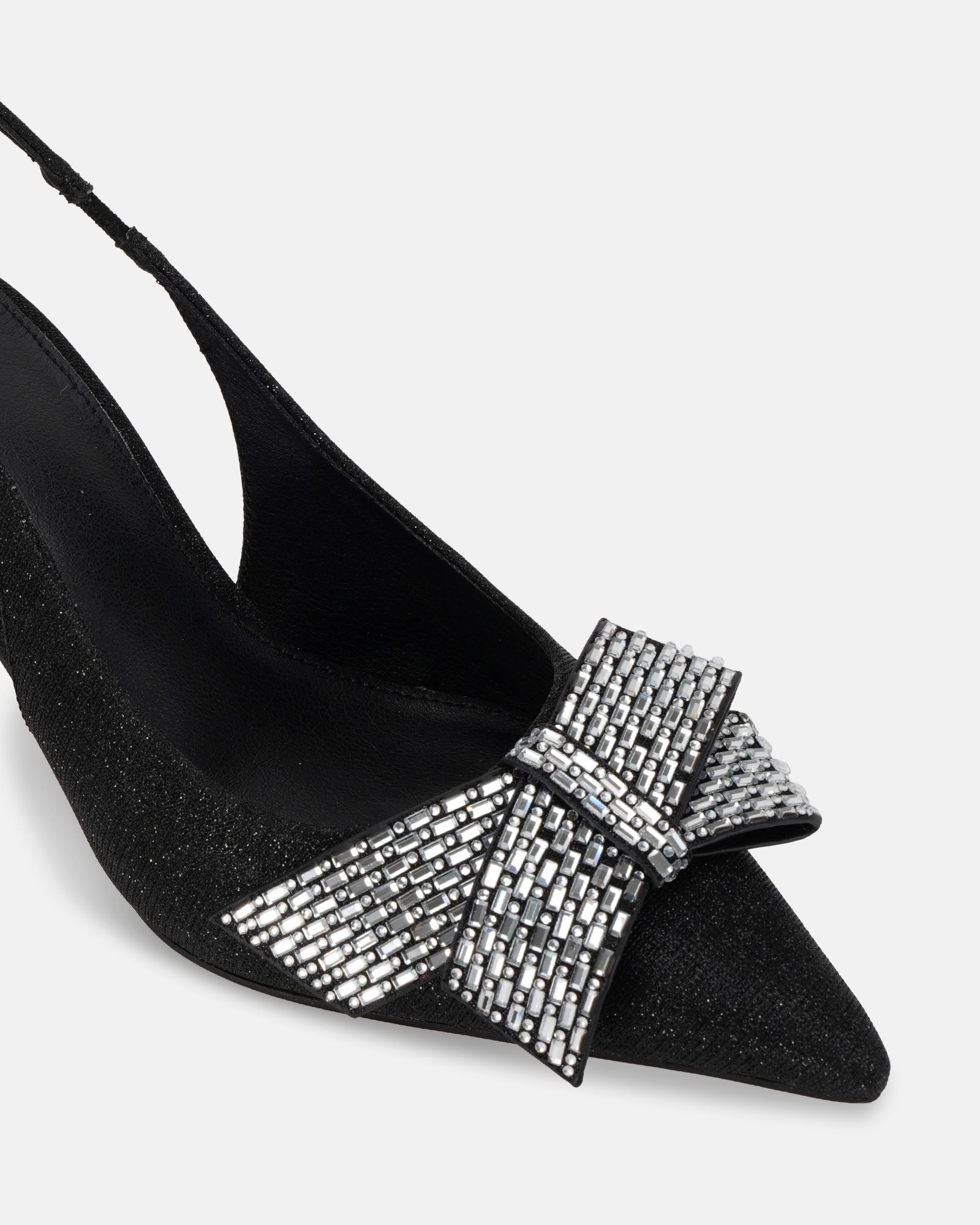 Isernia Black Luxe Diamante Bow Slingback Court