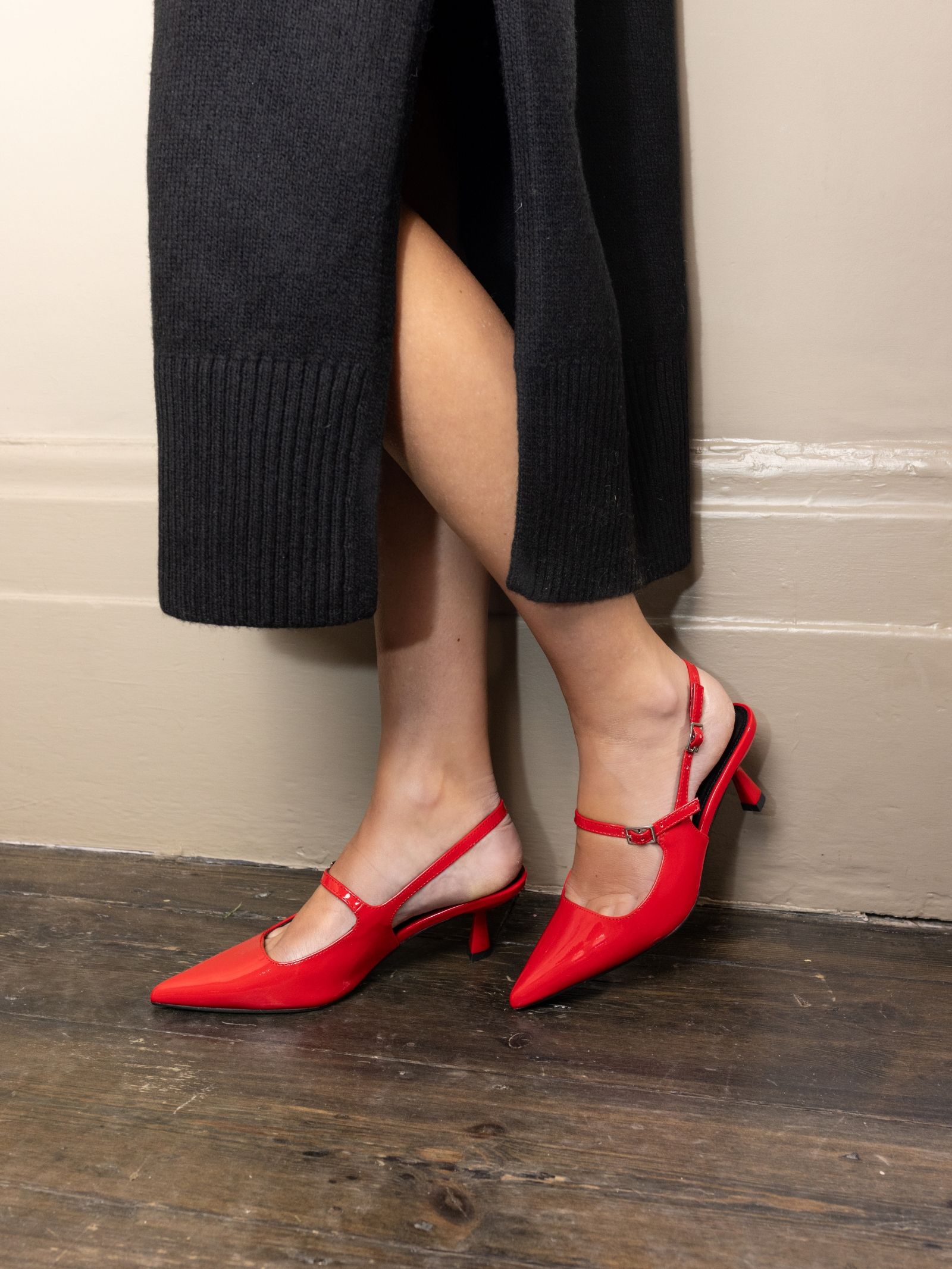Ispra Red Slingback Mary Jane Point Court