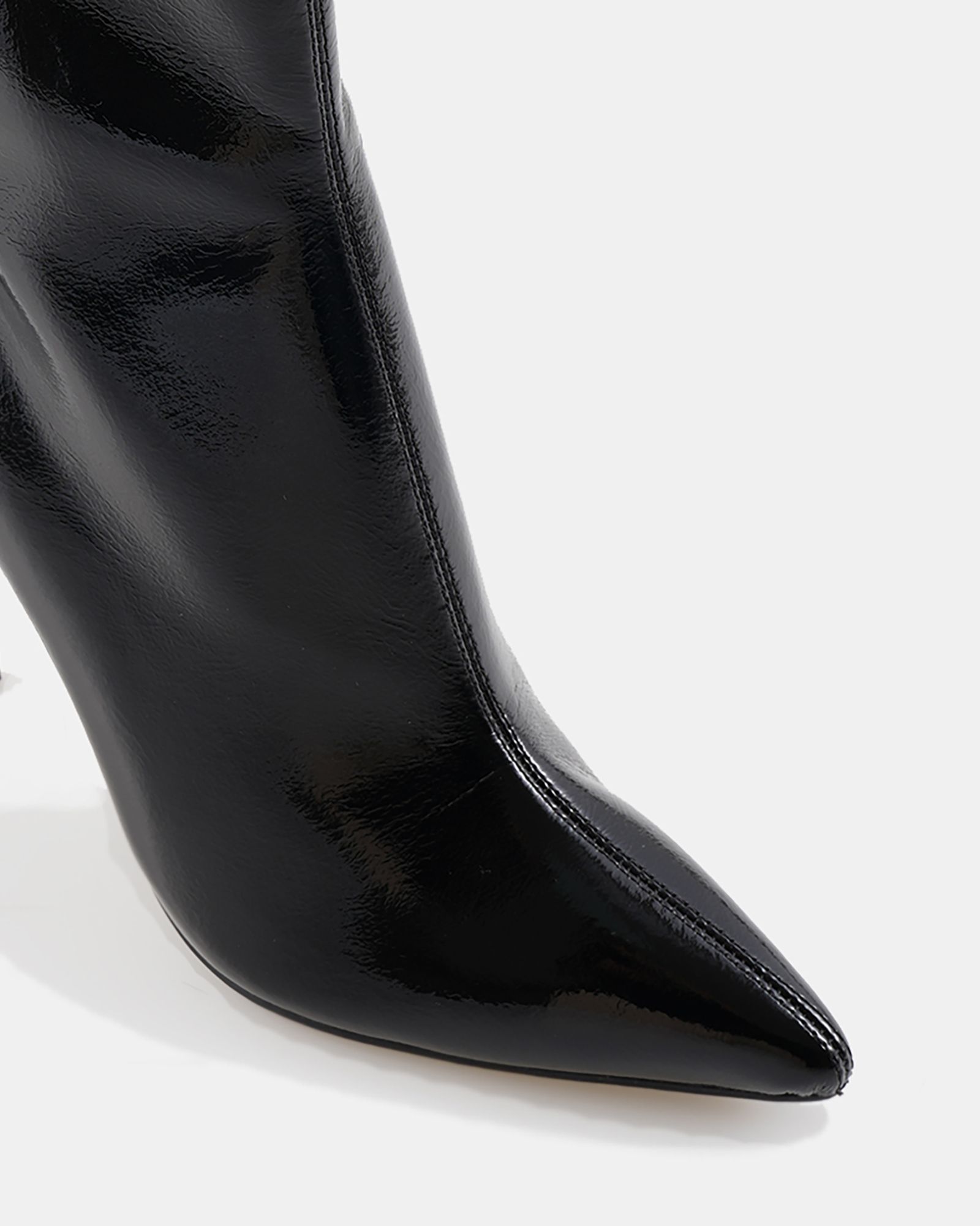Katya Black Patent Point Stiletto Ankle Boot