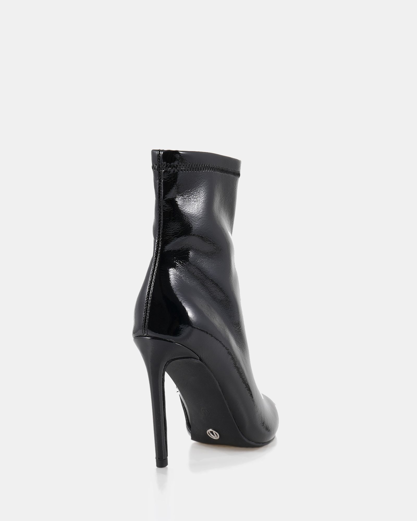 Katya Black Patent Point Stiletto Ankle Boot