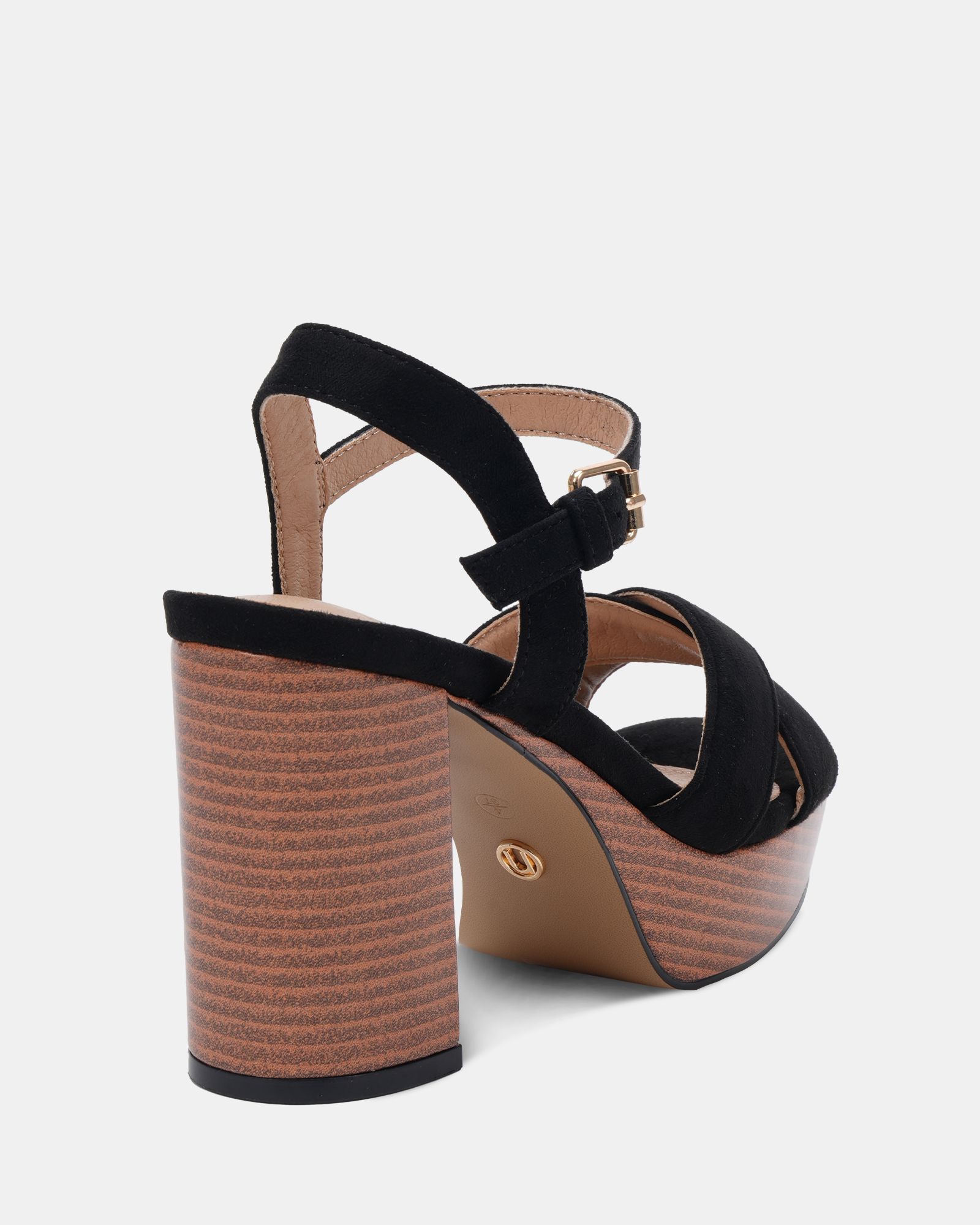 WIDE FIT MADISON Black Platform Heeled Sandal