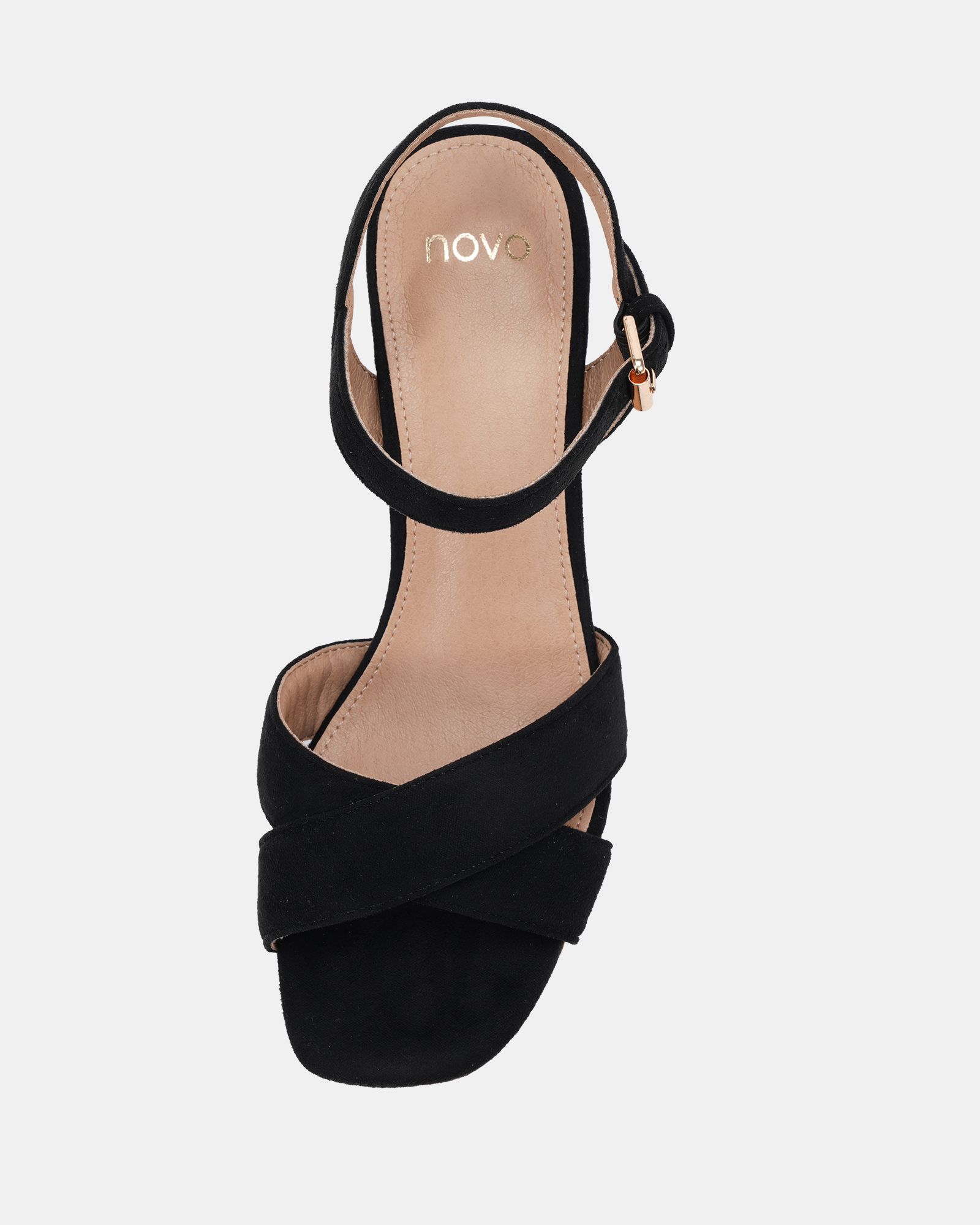 WIDE FIT MADISON Black Platform Heeled Sandal