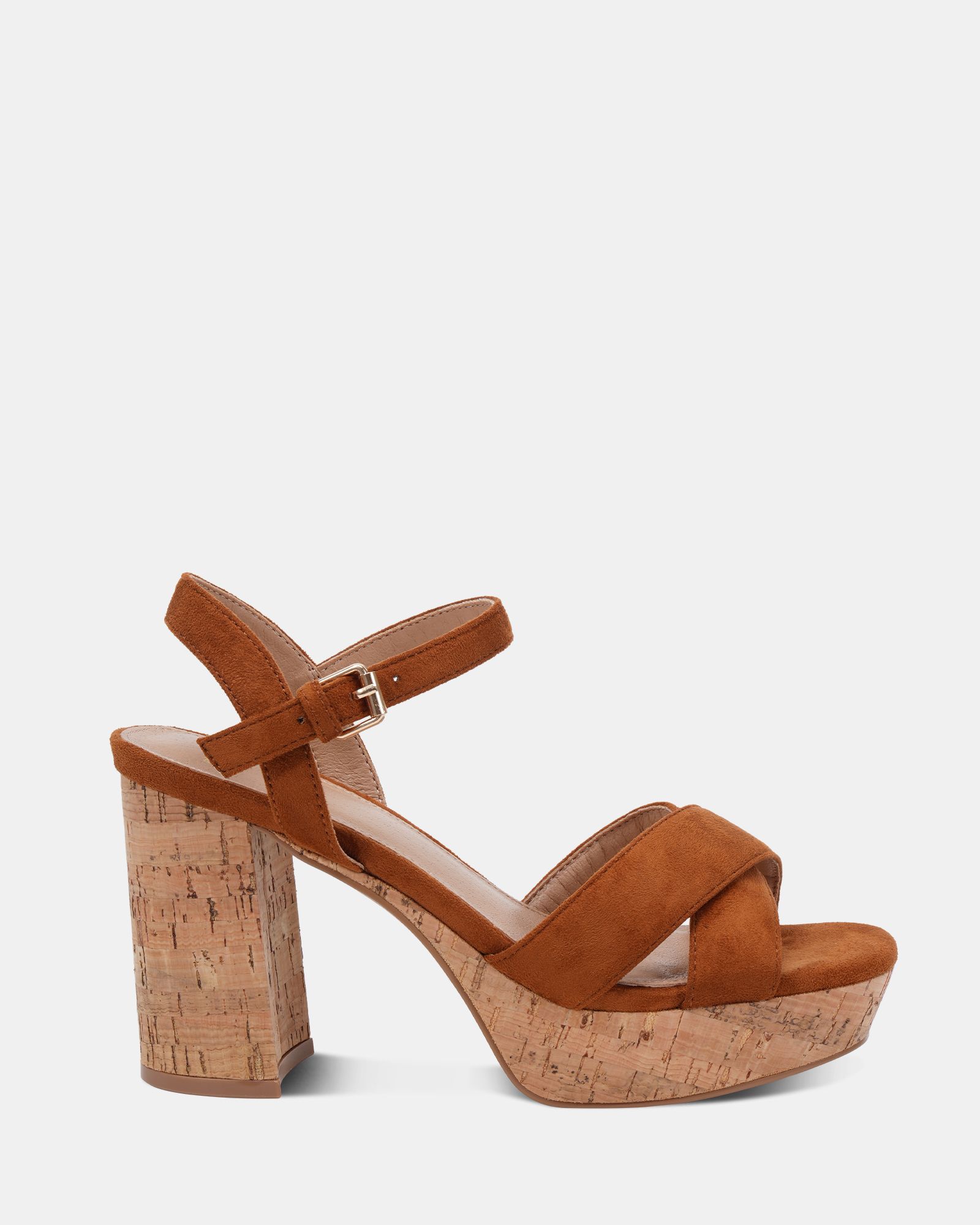 WIDE FIT MADISON Tan Platform Heeled Sandal