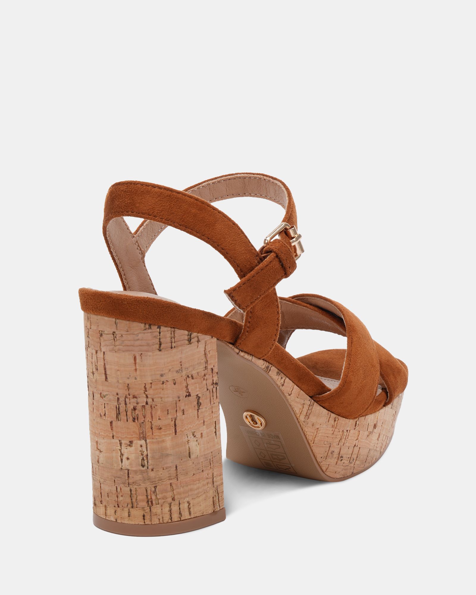 WIDE FIT MADISON Tan Platform Heeled Sandal