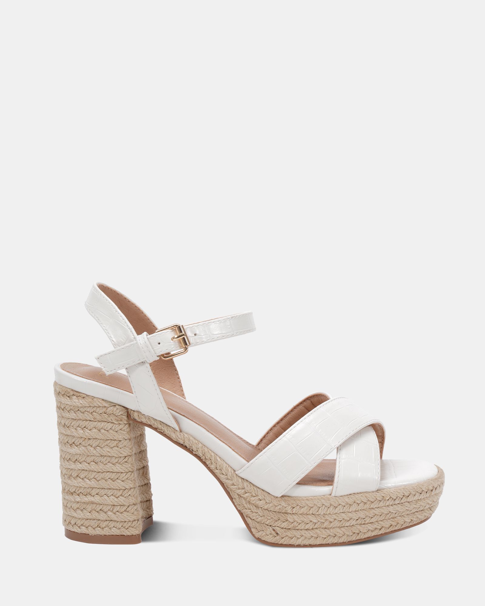 WIDE FIT MADISON White Platform Heeled Sandal
