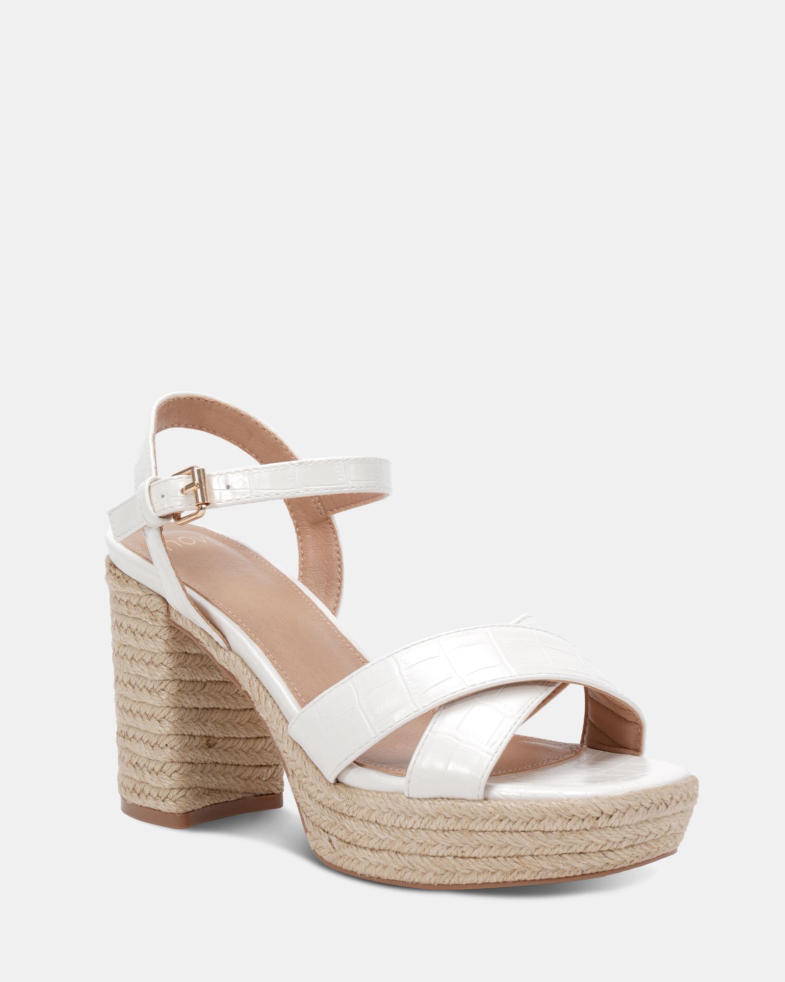 WIDE FIT MADISON White Platform Heeled Sandal