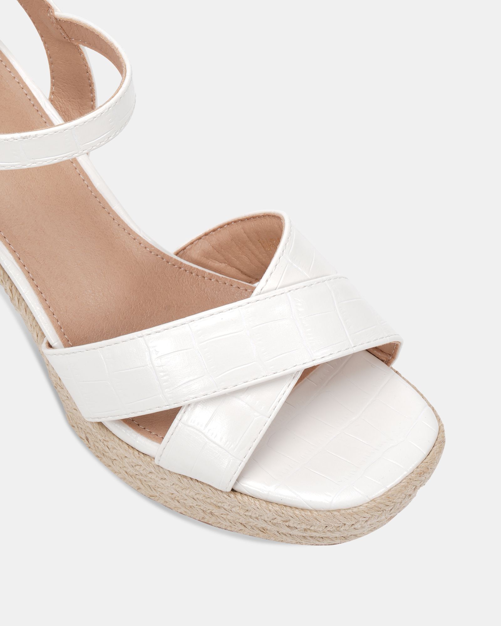 WIDE FIT MADISON White Platform Heeled Sandal