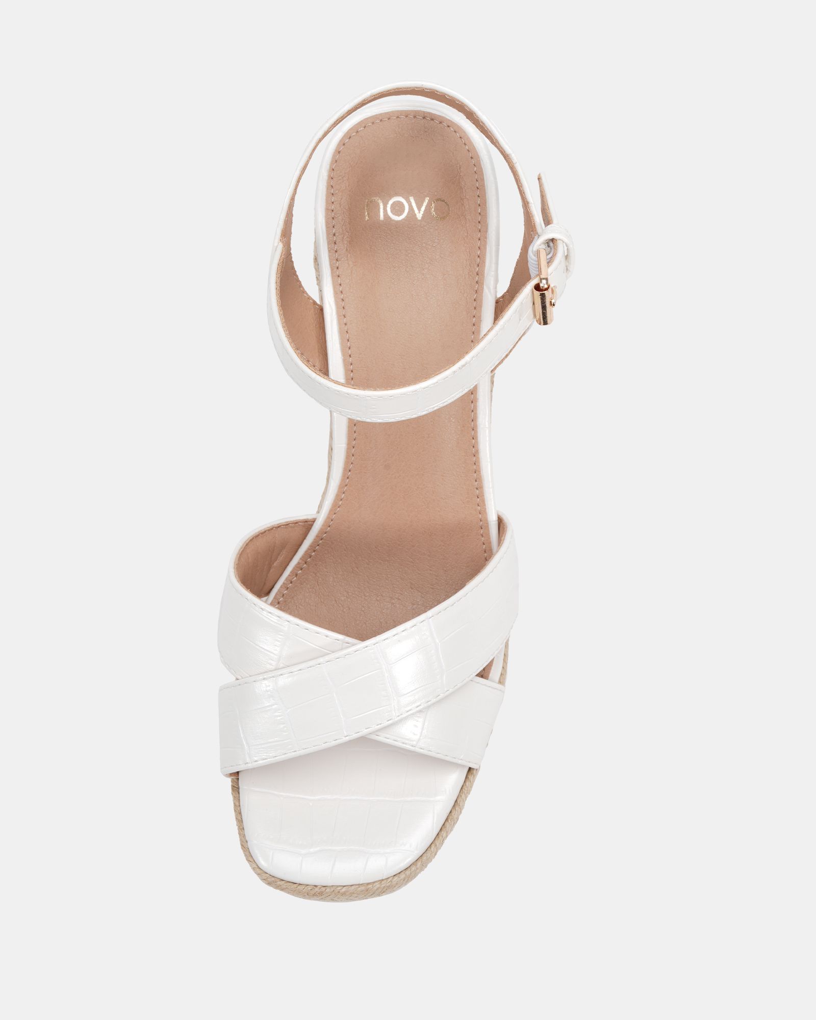 WIDE FIT MADISON White Platform Heeled Sandal