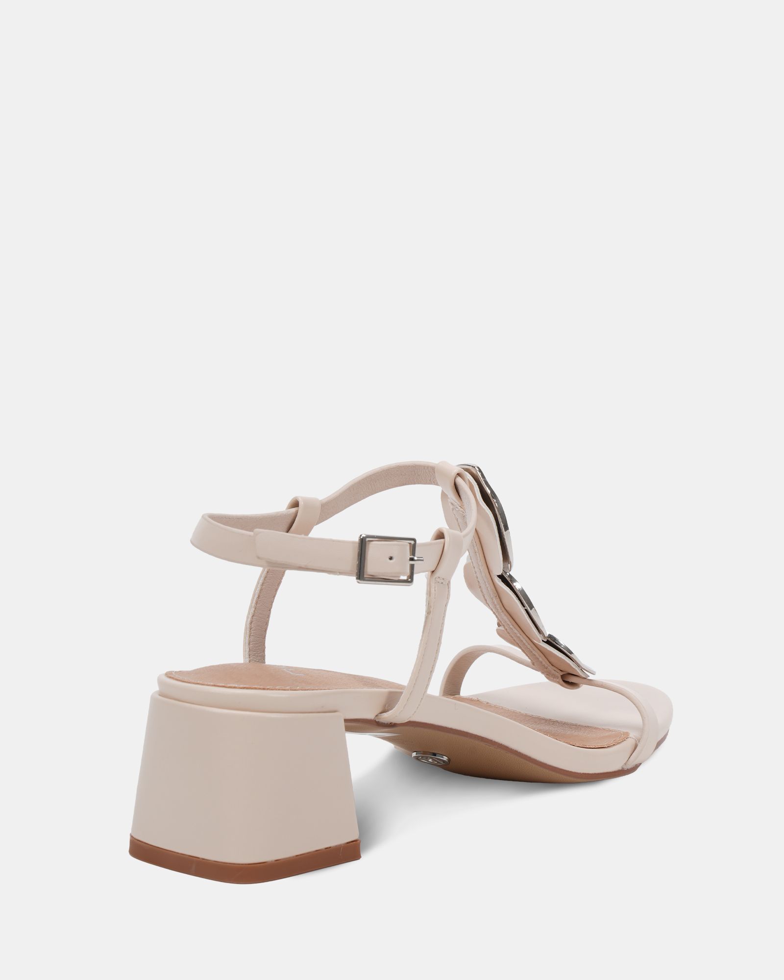 MAGDA Off White Hardware Detail Block Heel Sandal