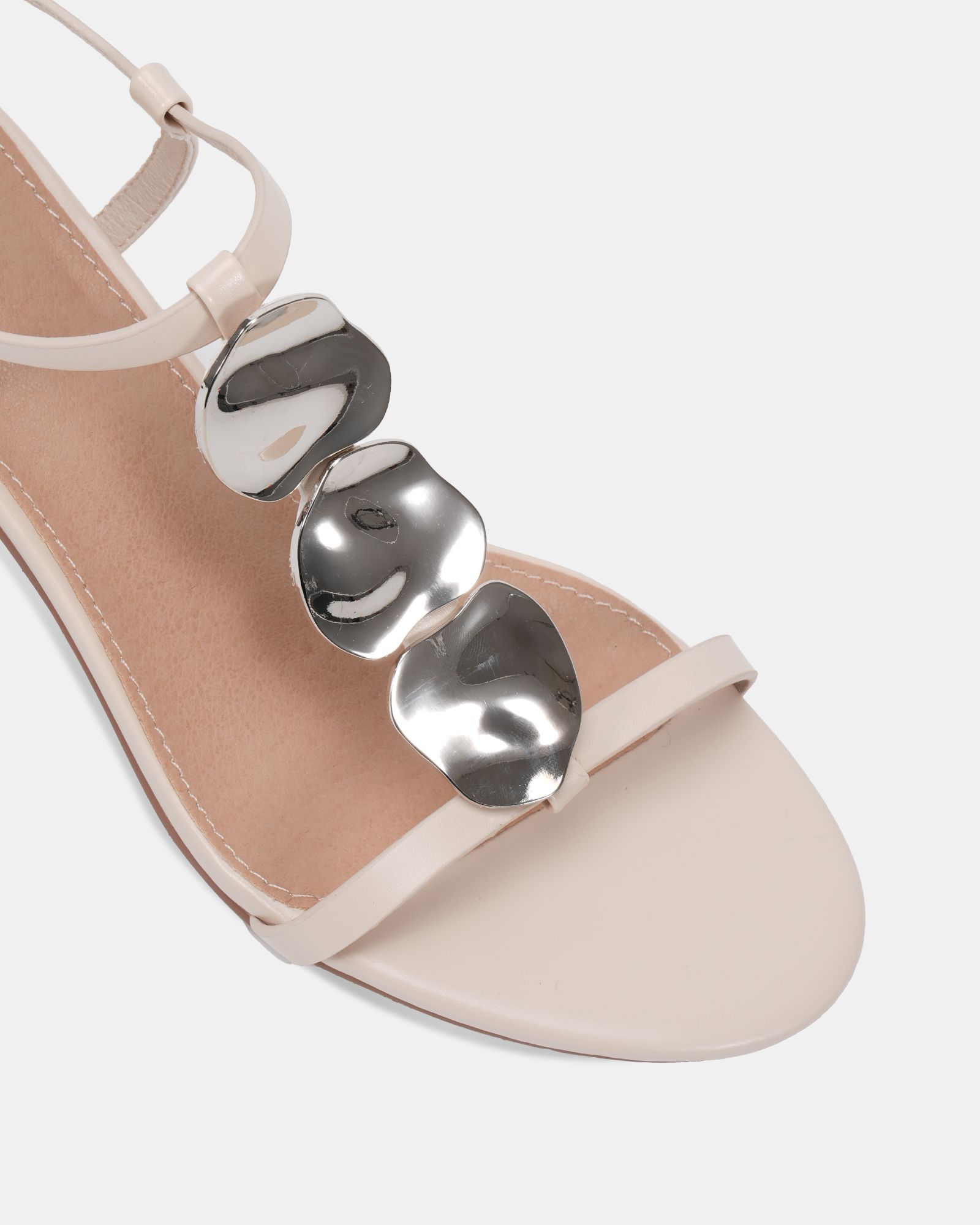 MAGDA Off White Hardware Detail Block Heel Sandal