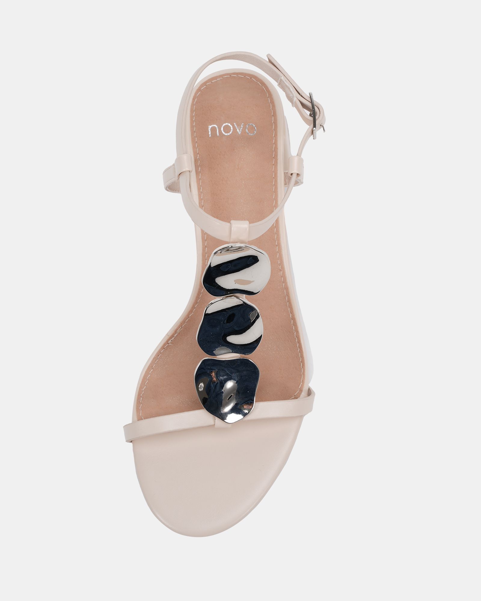 WIDE FIT MAGDA Off White Hardware Detail Block Heel Sandal