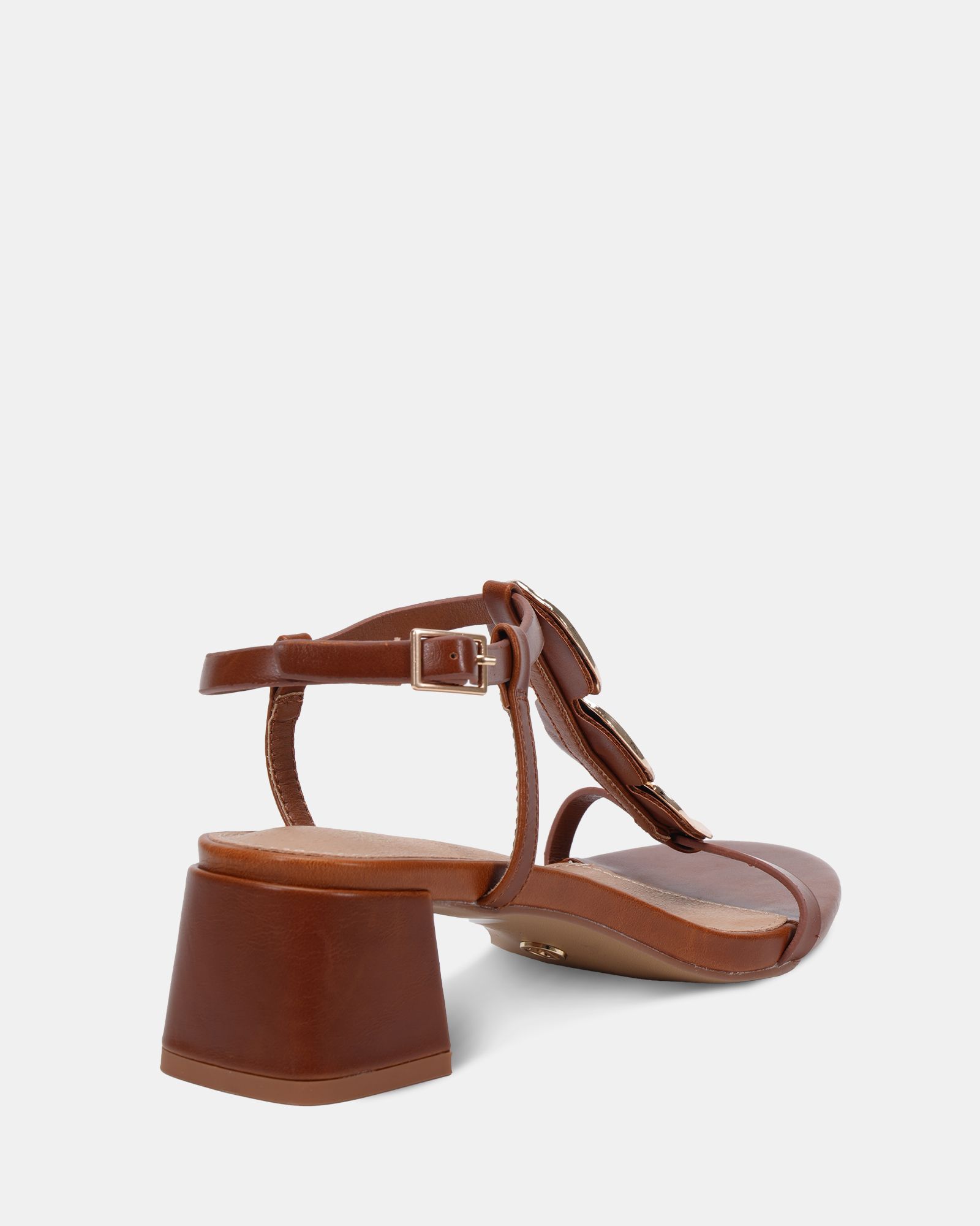 MAGDA Tan Hardware Detail Block Heel Sandal