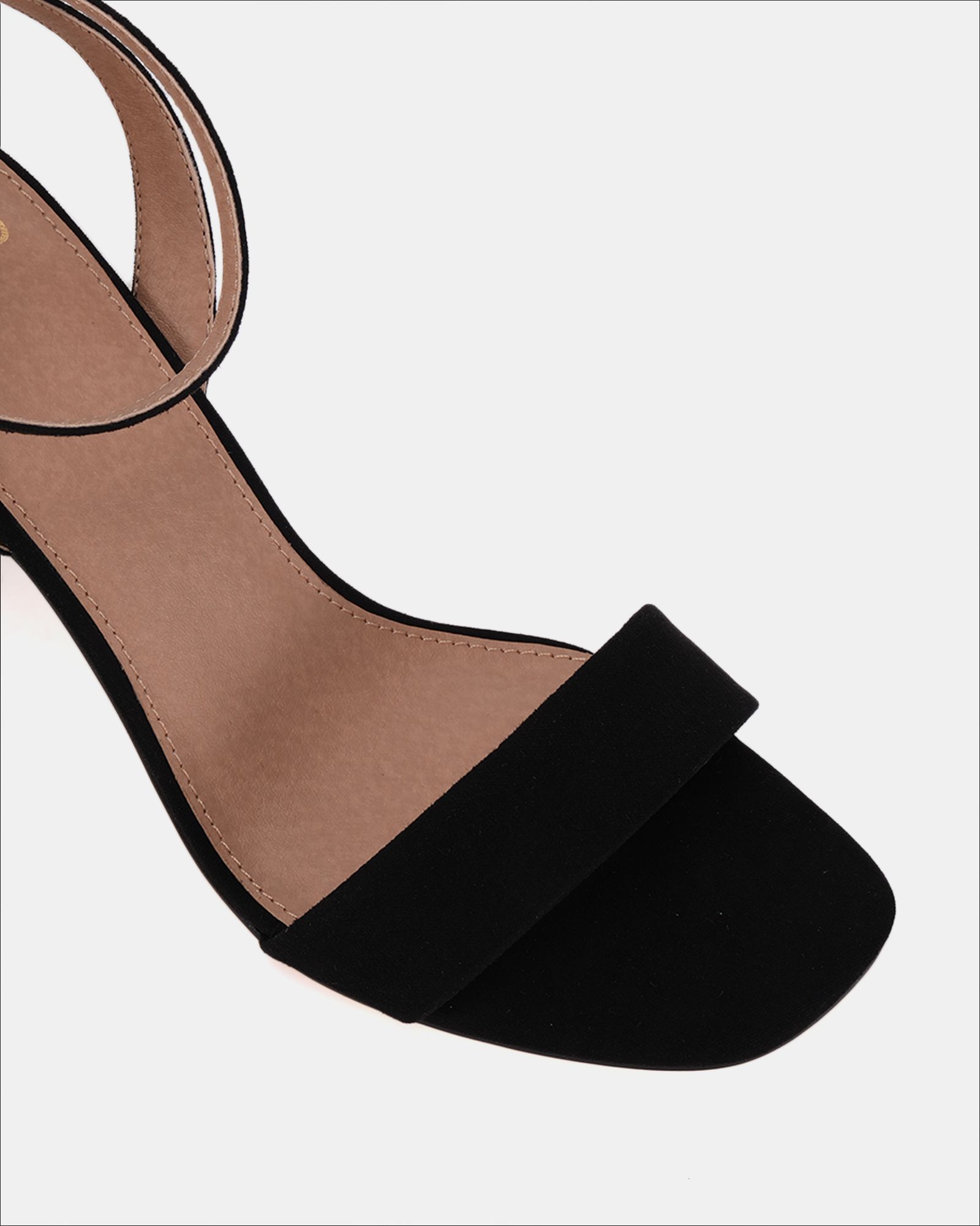 Wide Fit MARTINEZ Black Faux Suede Block Heel Sandal