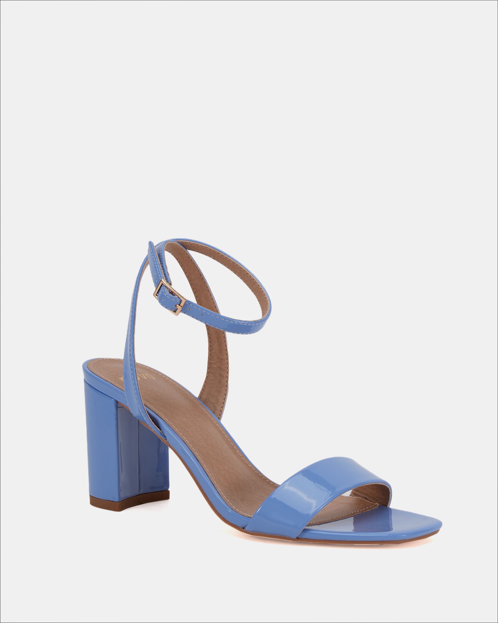 Wide Fit MARTINEZ Blue Block Heel Sandal