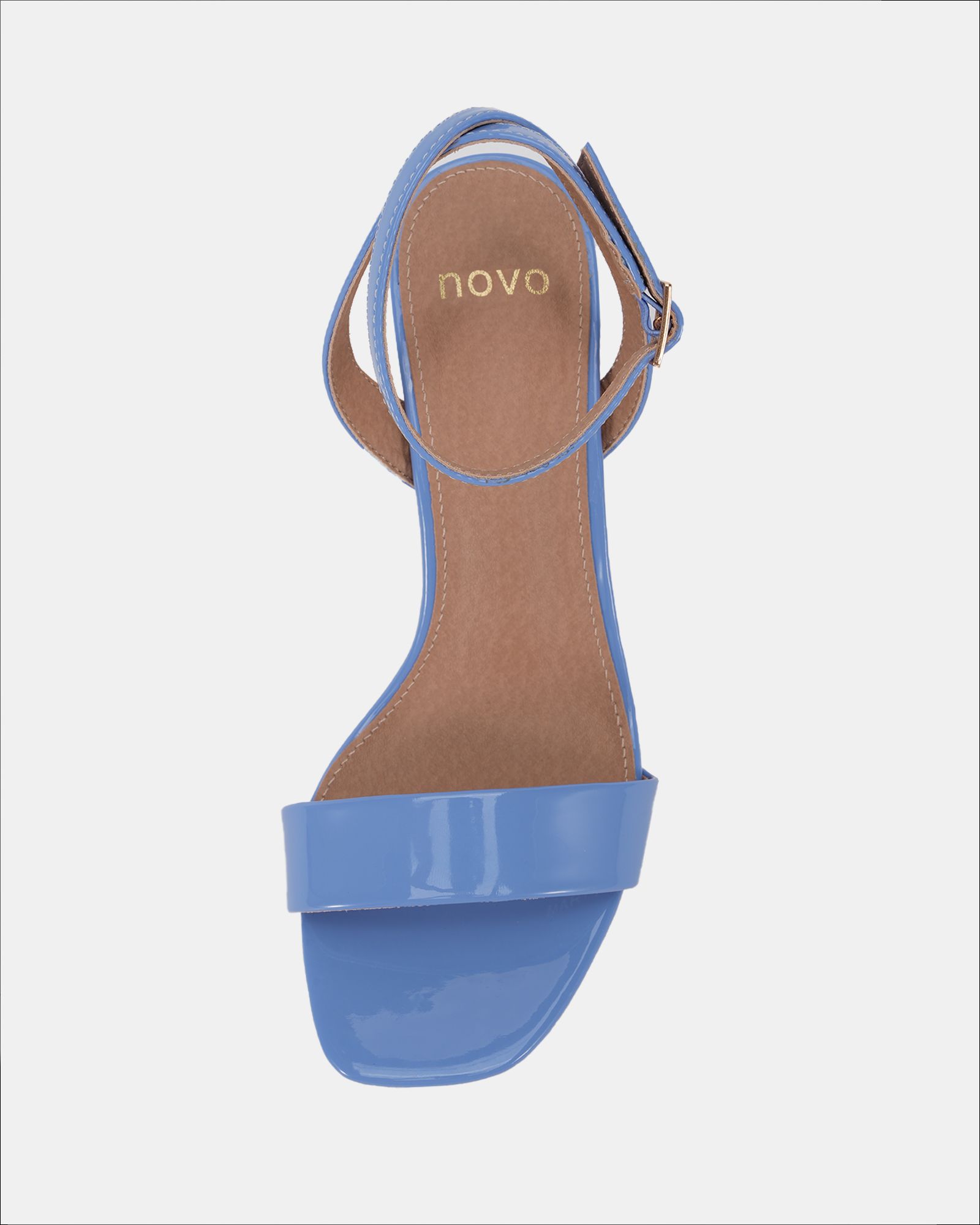 Wide Fit MARTINEZ Blue Block Heel Sandal