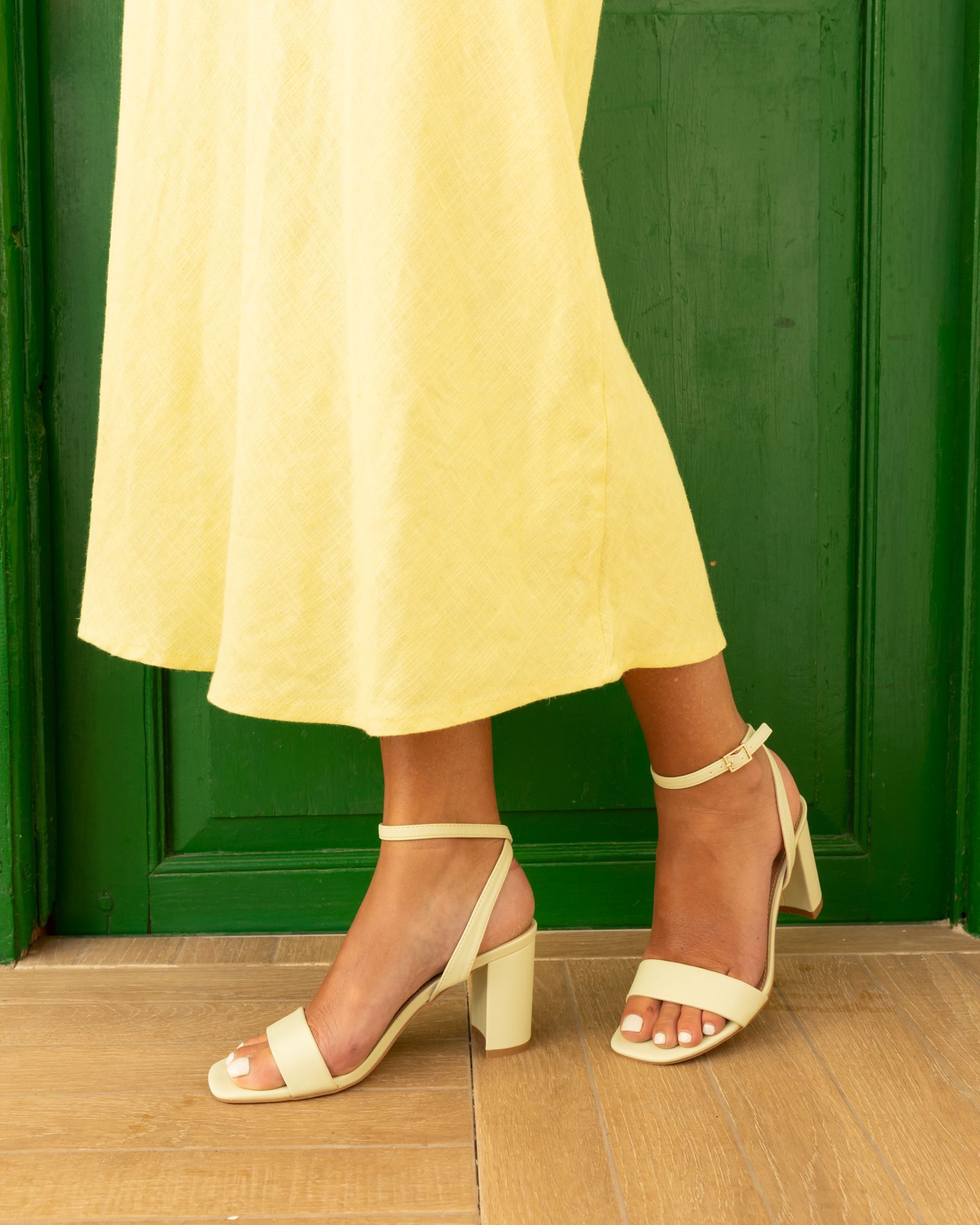 Wide Fit MARTINEZ Mint Block Heel Sandal