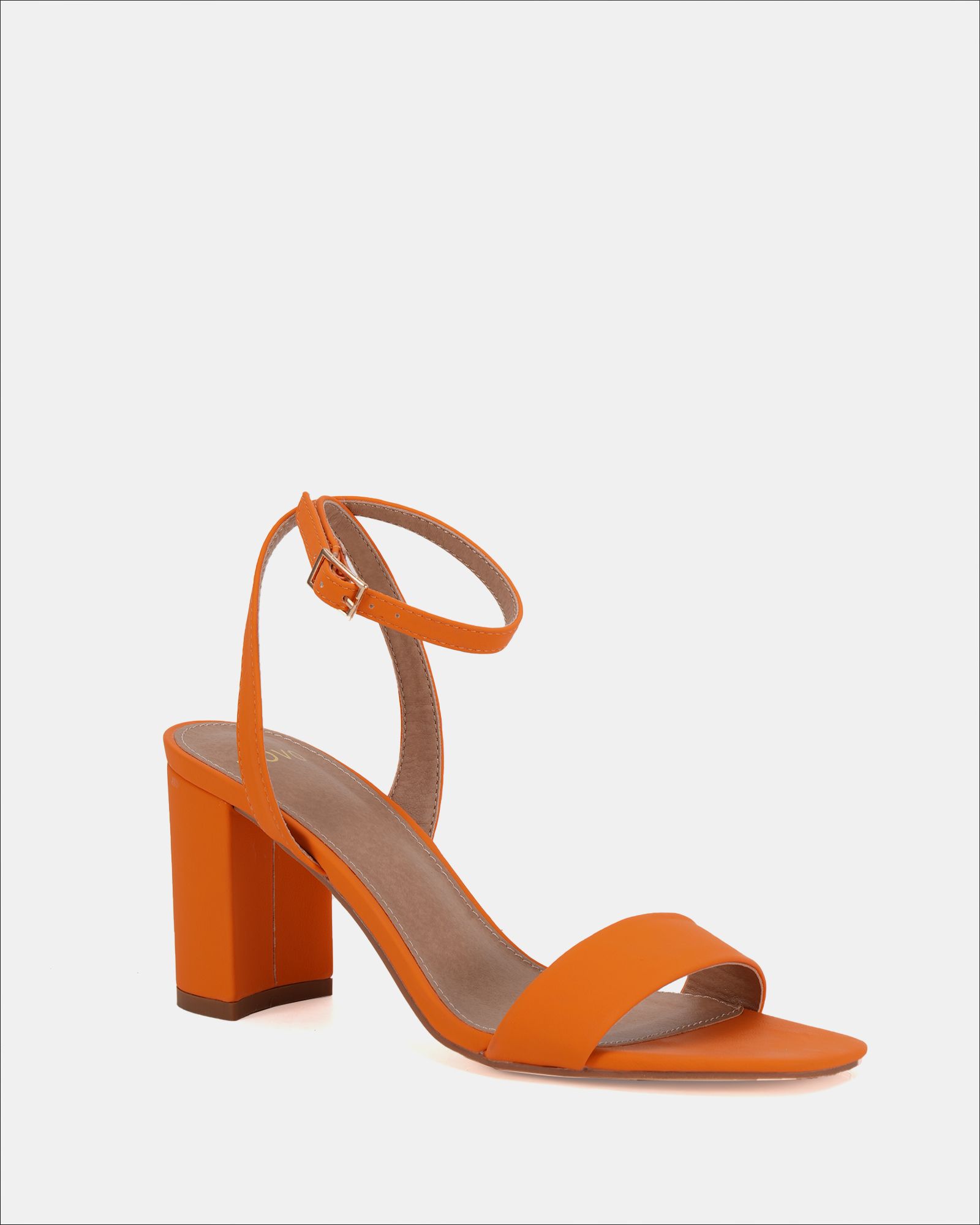 Wide Fit MARTINEZ Orange Block Heel Sandal
